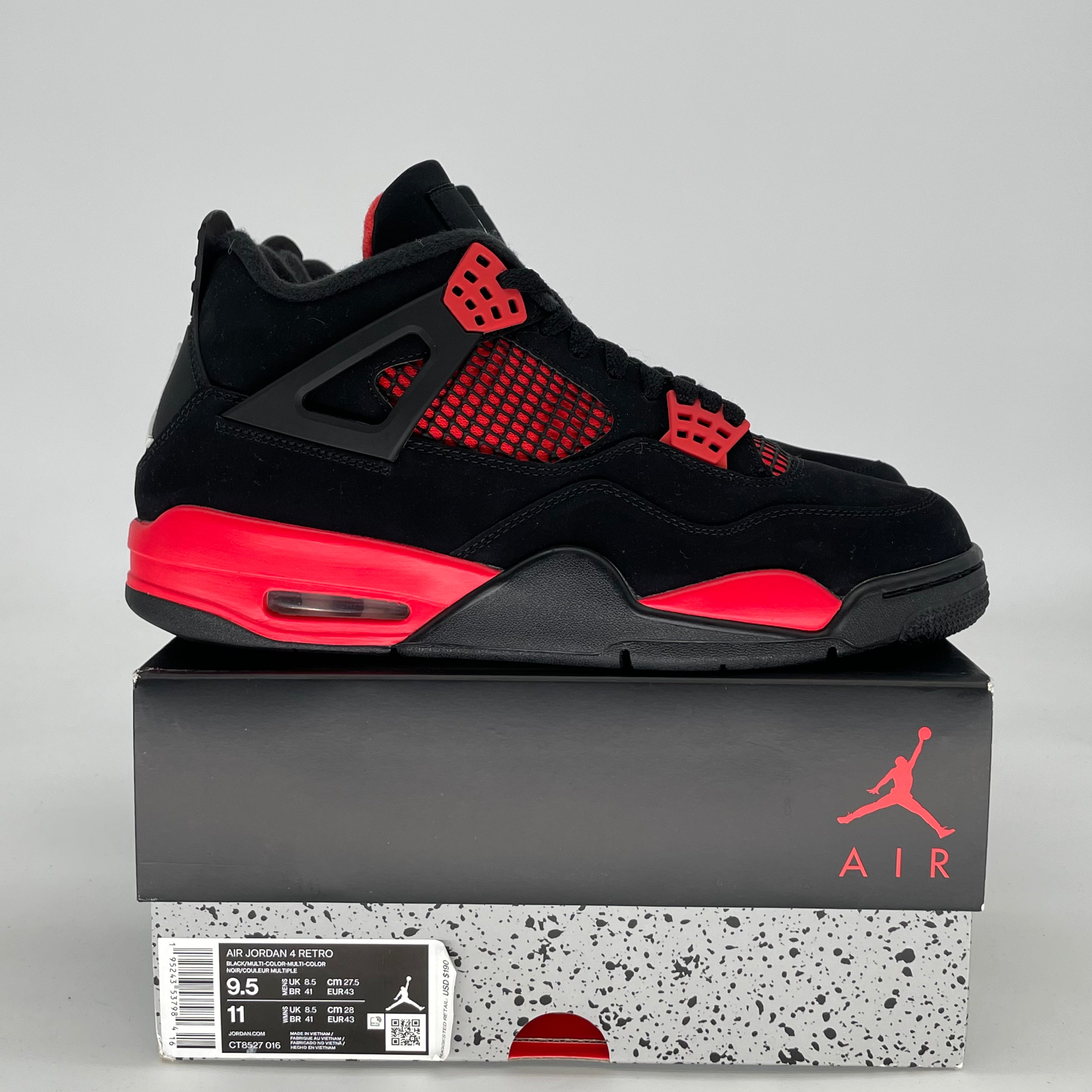 AIR JORDAN 4 RED THUNDER CT8527-016 SIZE 9.5/11W