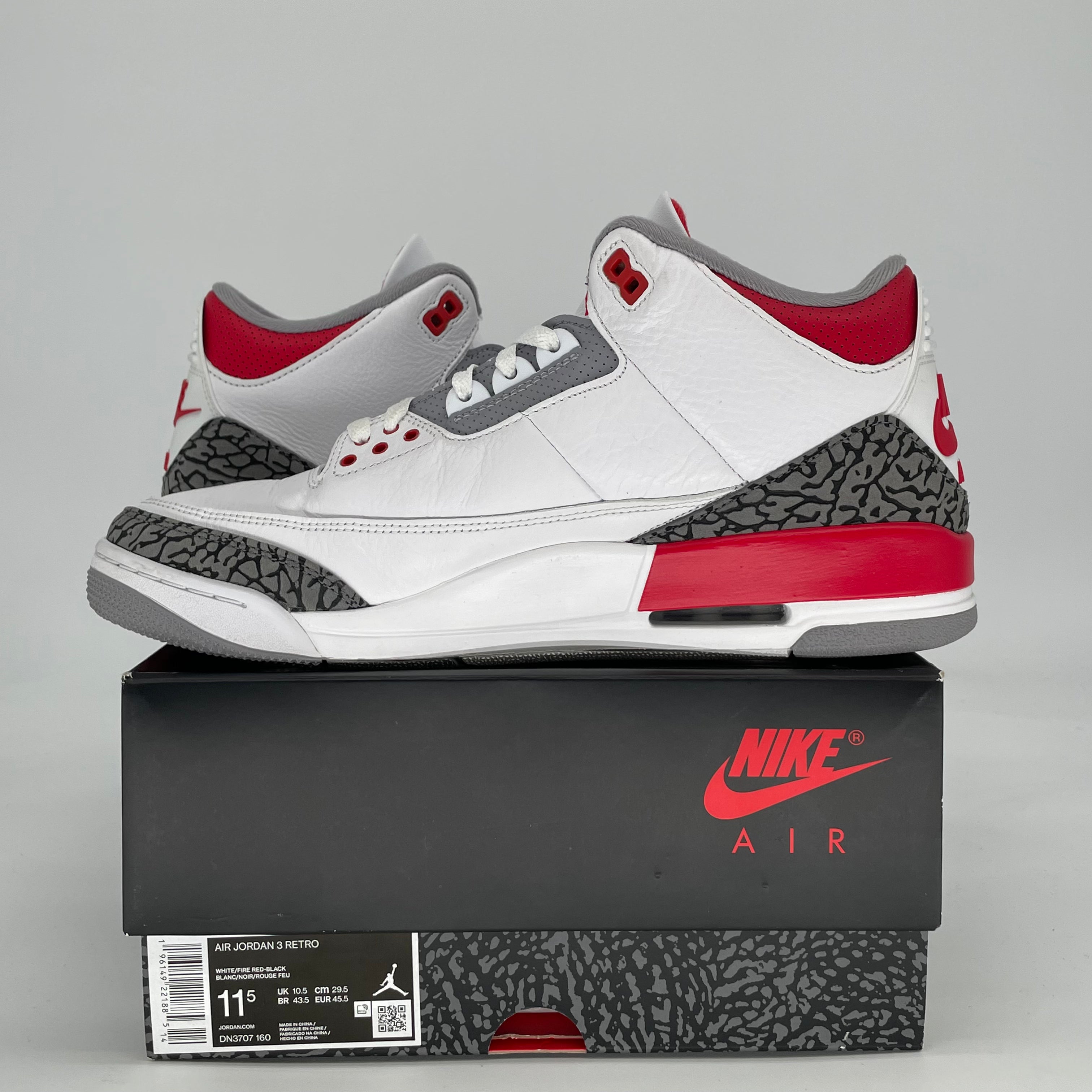 AIR JORDAN 3 FIRE RED DN3707-160 SIZE 11.5/13W
