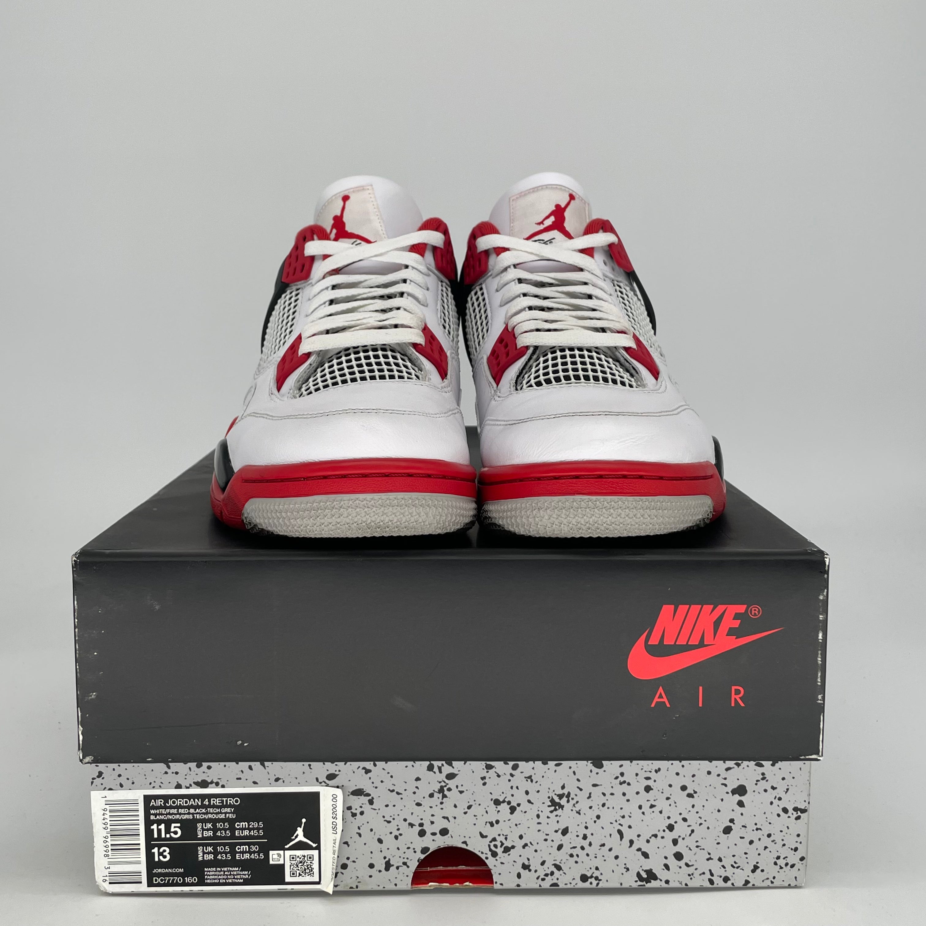AIR JORDAN 4 FIRE RED DC7770-160 SIZE 11.5/13W