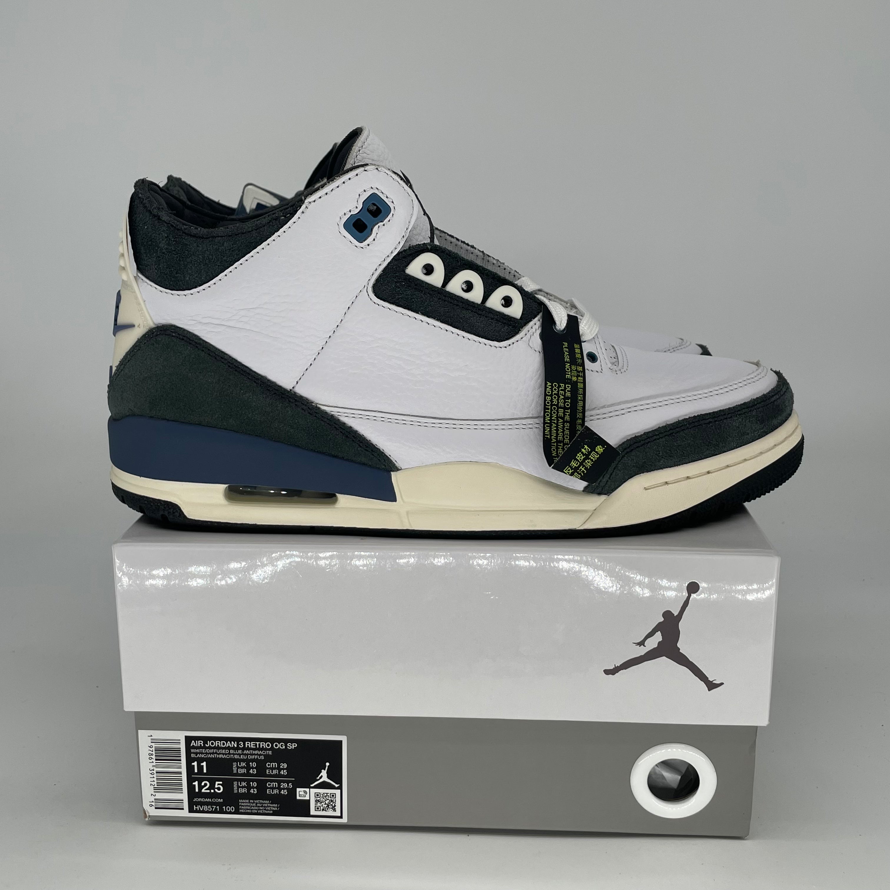 AIR JORDAN 3 A MA MANIERE DIFFUSED BLUE HV8571-100 SIZE 11/12.5W
