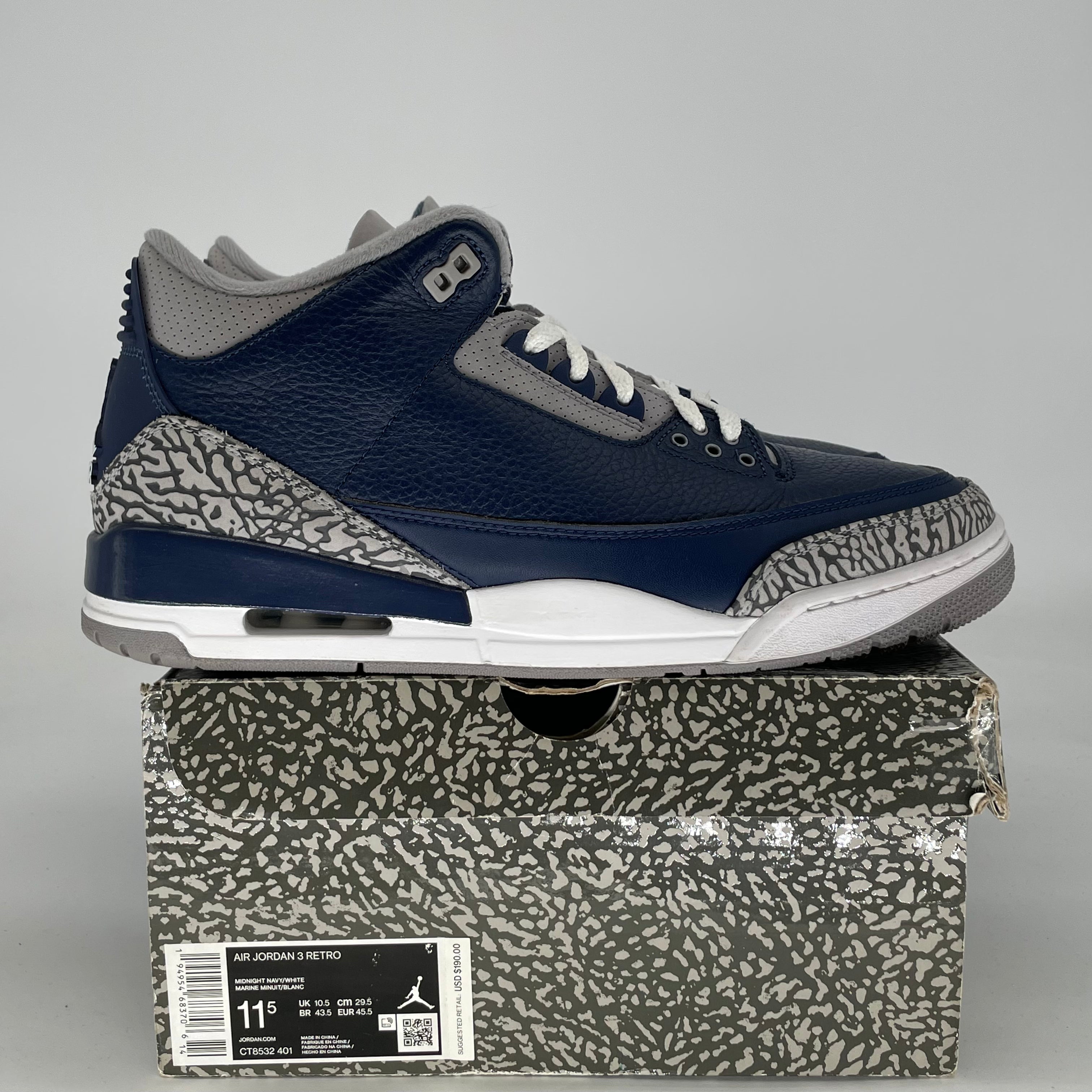 AIR JORDAN 3 GEORGETOWN CT8532-401 SIZE 11.5/13W