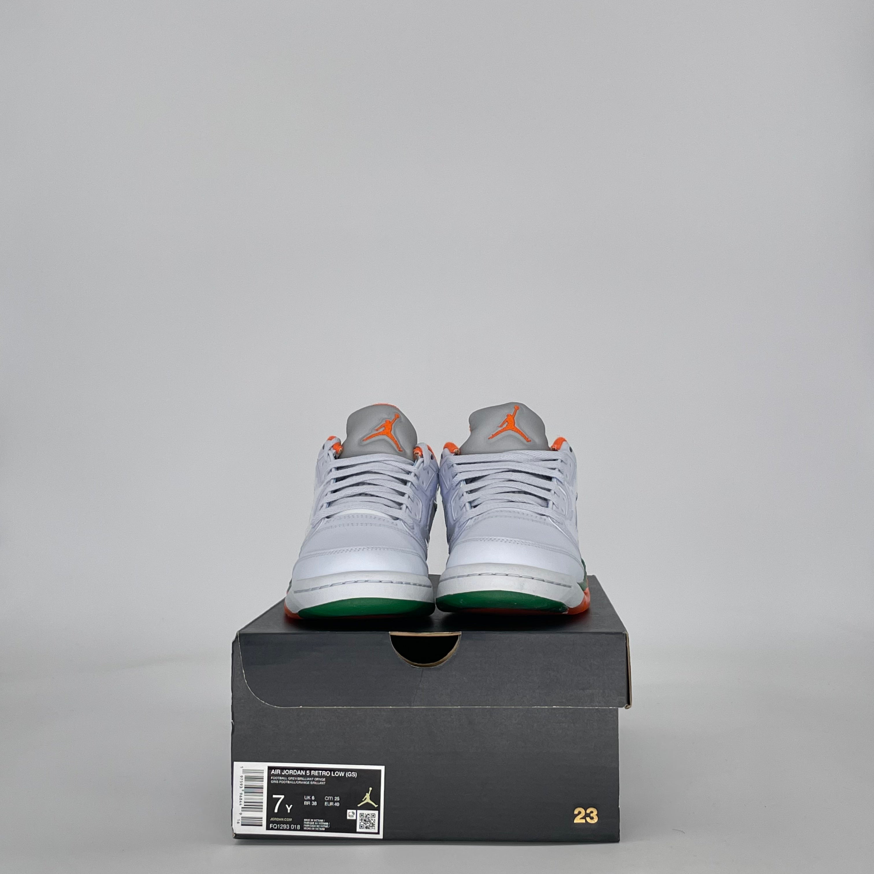 AIR JORDAN 5 LOW MIAMI HURRICANES FQ1293-018 SIZE 7/8.5W GS