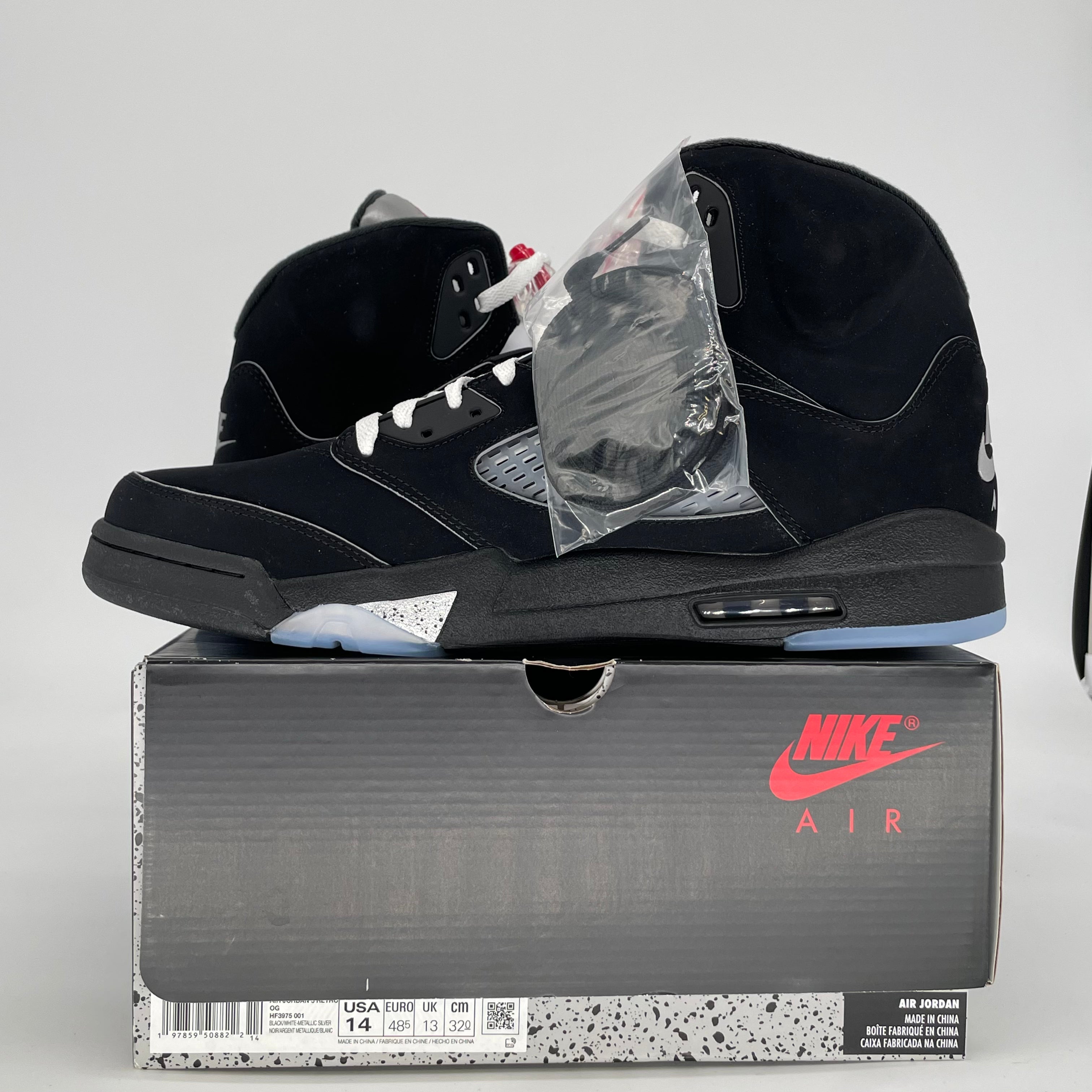 AIR JORDAN 5 BLACK METALLIC REIMAGINED HF3975-001 SIZE 14/15.5W