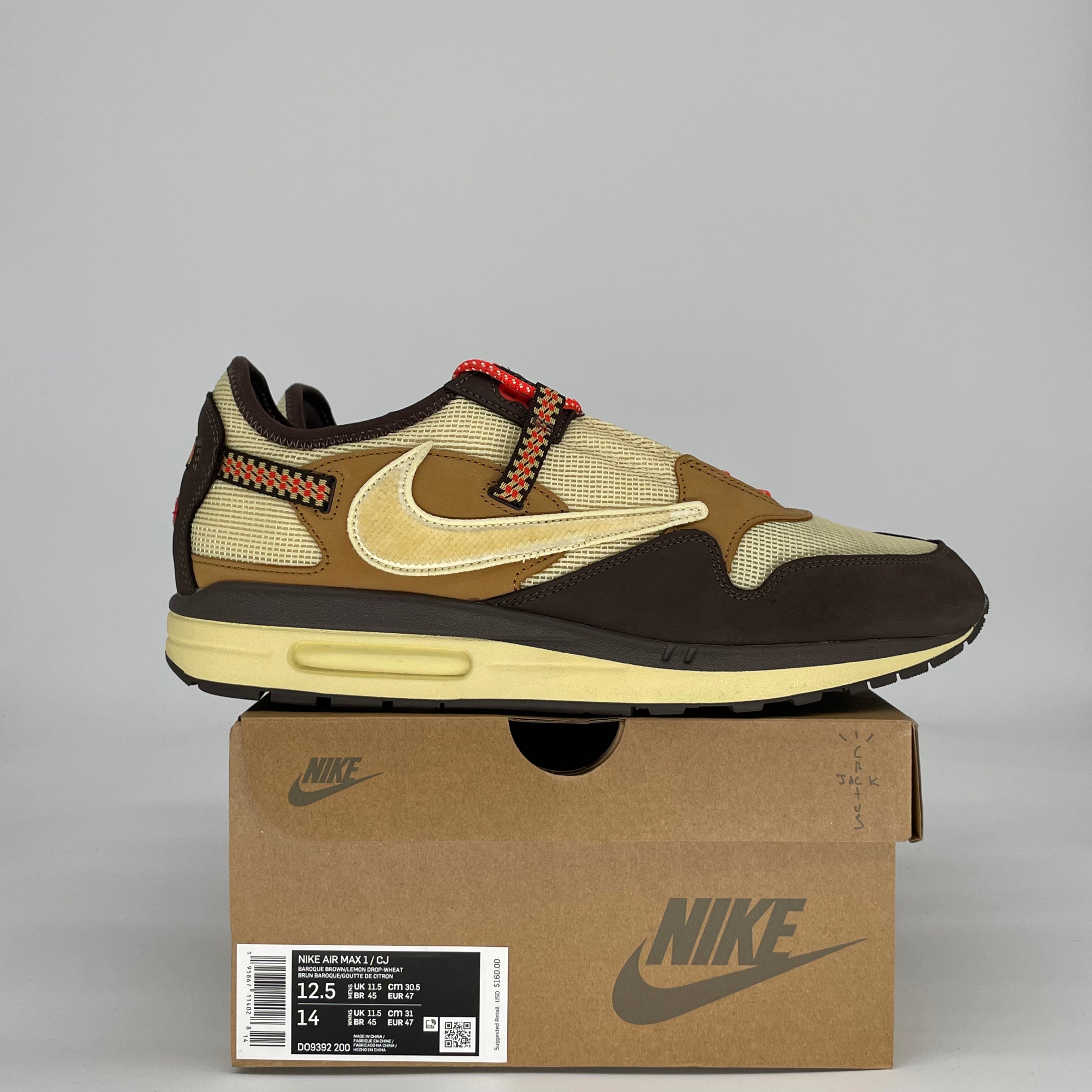 NIKE AIR MAX 1 TRAVIS SCOTT CACTUS JACK BAROQUE BROWN DO9392-200 SIZE 12.5/14W