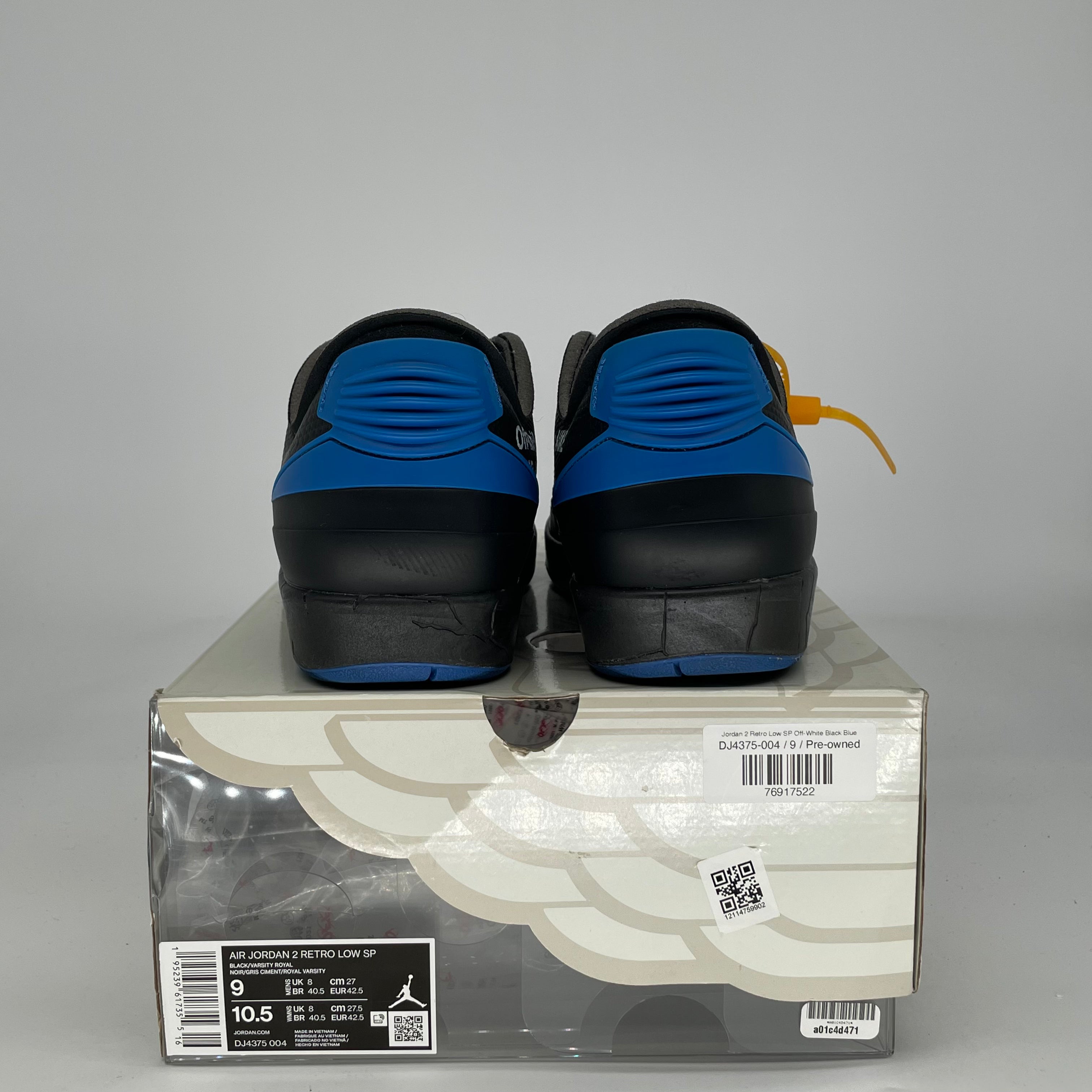 OFF WHITE X AIR JORDAN 2 LOW BLACK BLUE DJ4375-004 SIZE 9/10.5W
