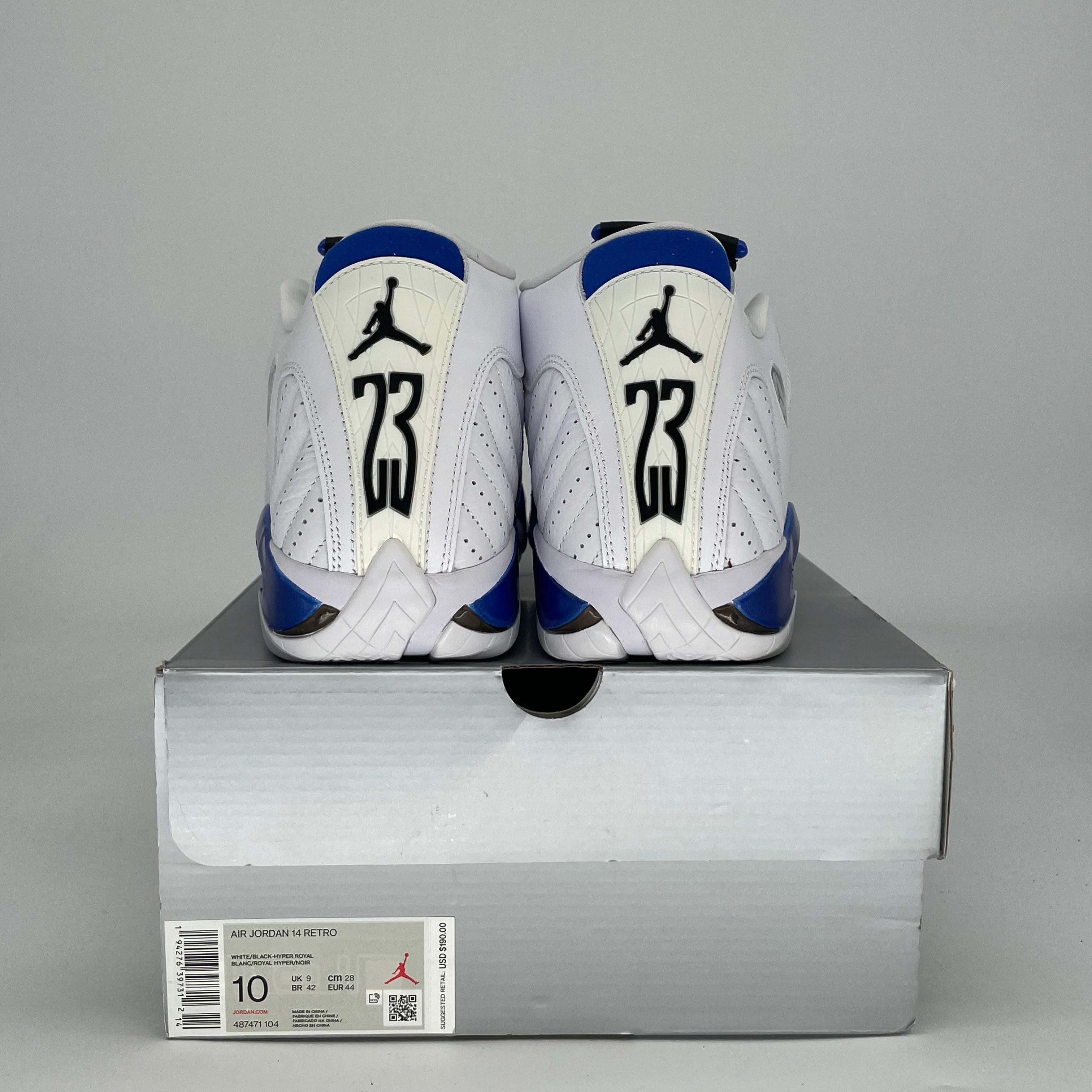 AIR JORDAN 14 WHITE HYPER ROYAL HJ7710-101 SIZE 10/11.5W