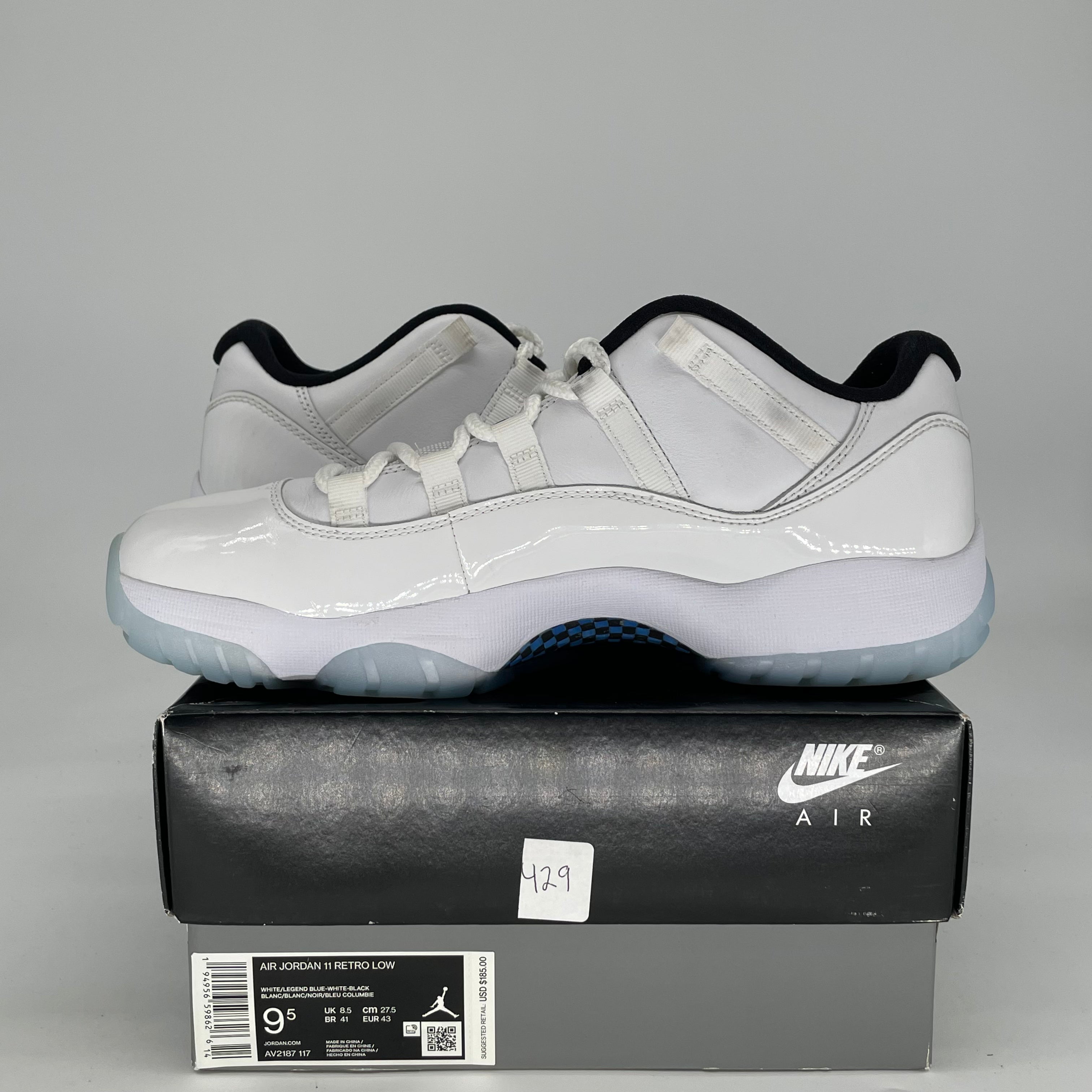 AIR JORDAN 11 LOW LEGEND BLUE AV2187-117 SIZE 9.5/11W
