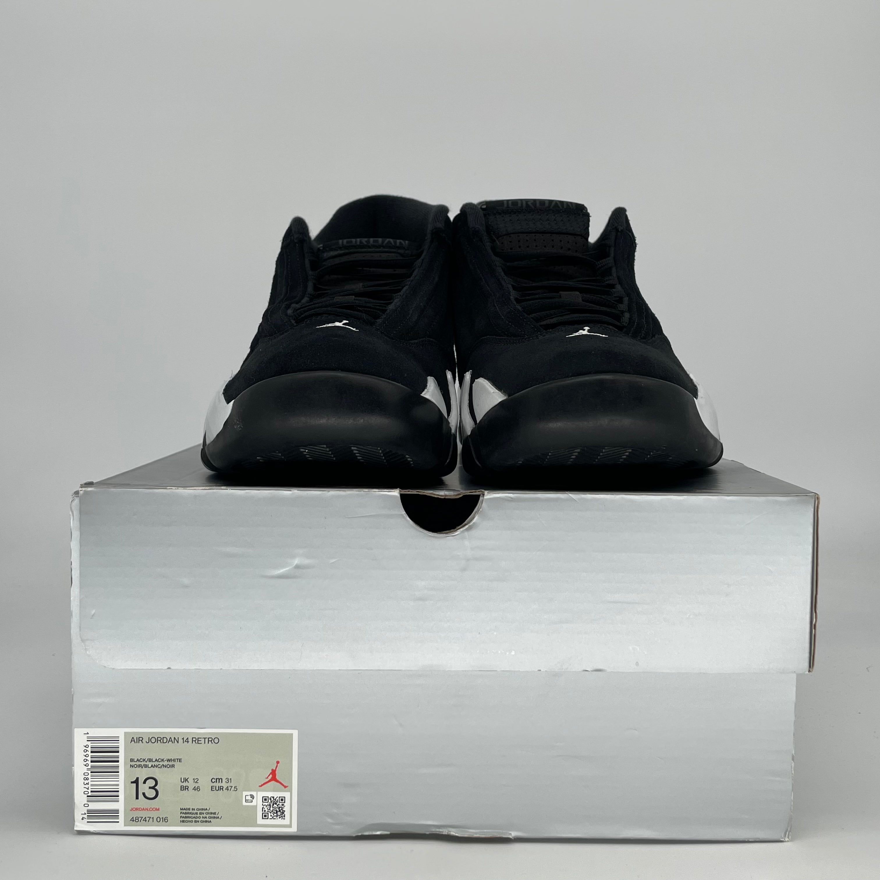AIR JORDAN 14 BLACK WHITE 487471-016 SIZE 13/14.5W