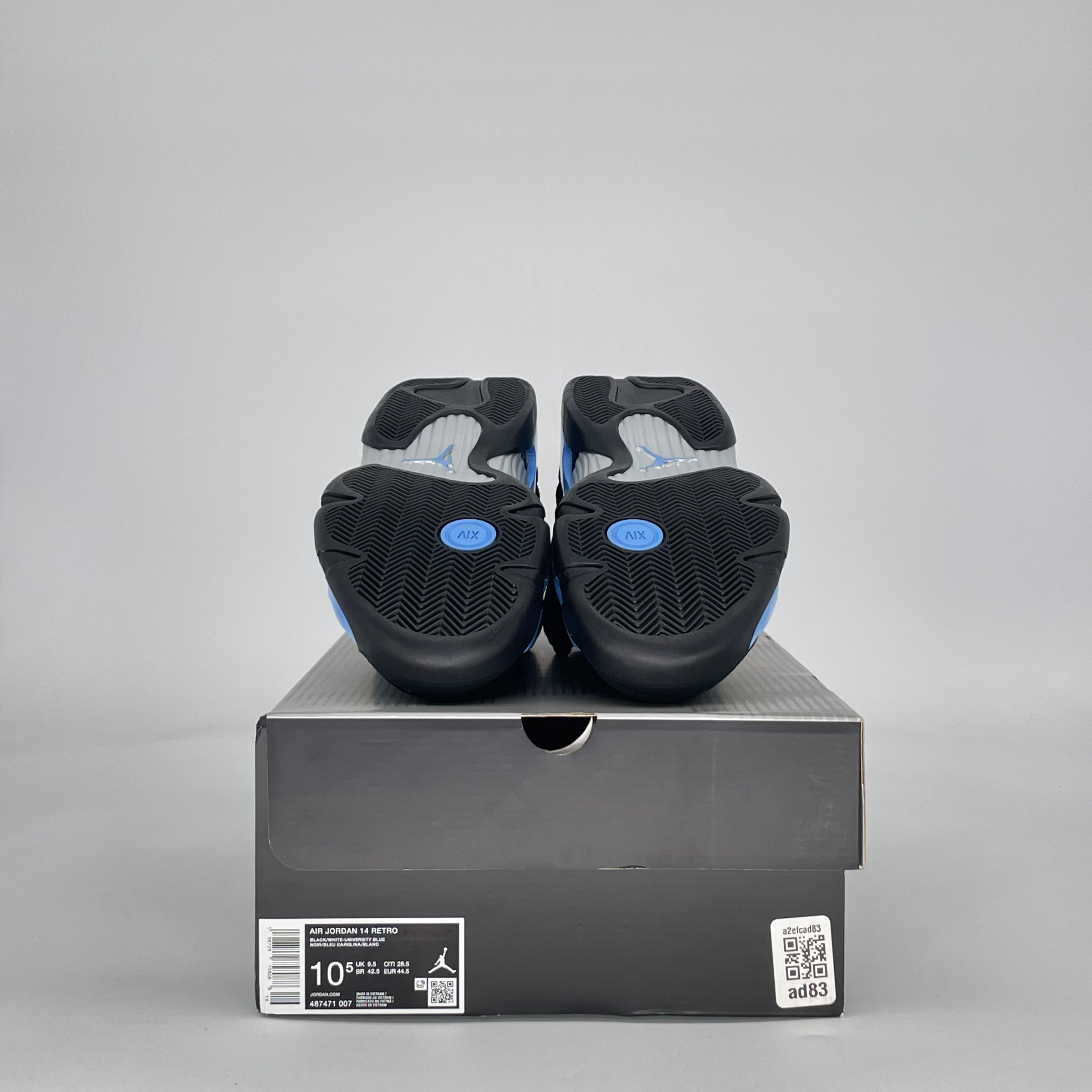 AIR JORDAN 14 BLACK UNIVERSITY BLUE 487471-007 SIZE 10.5/12W