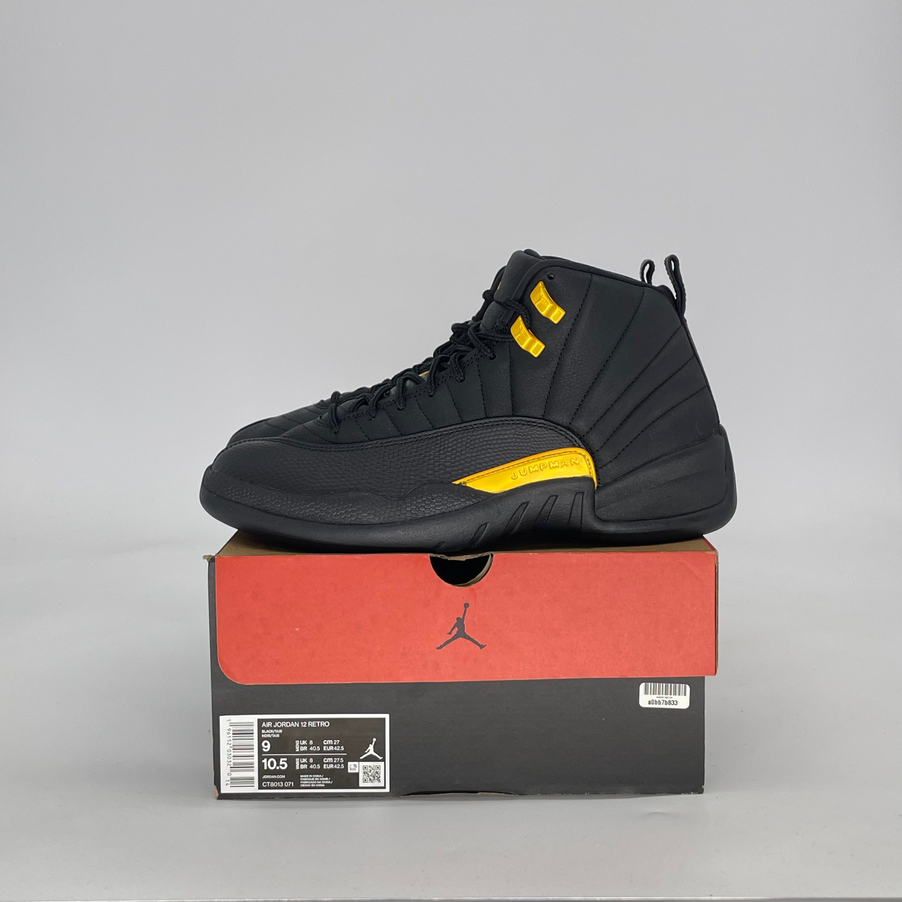 AIR JORDAN 12 BLACK TAXI CT8013-071 SIZE 9/10.5W