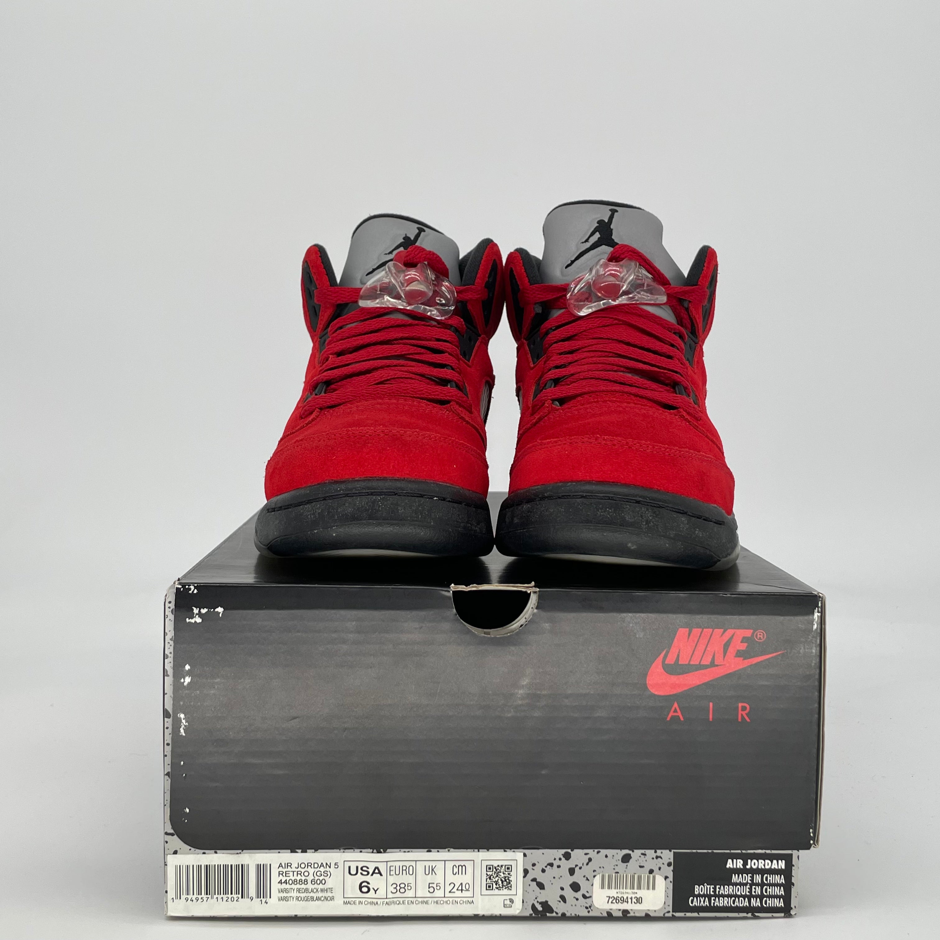 AIR JORDAN 5 RAGING BULL RED 440888-600 SIZE 6/7.5W