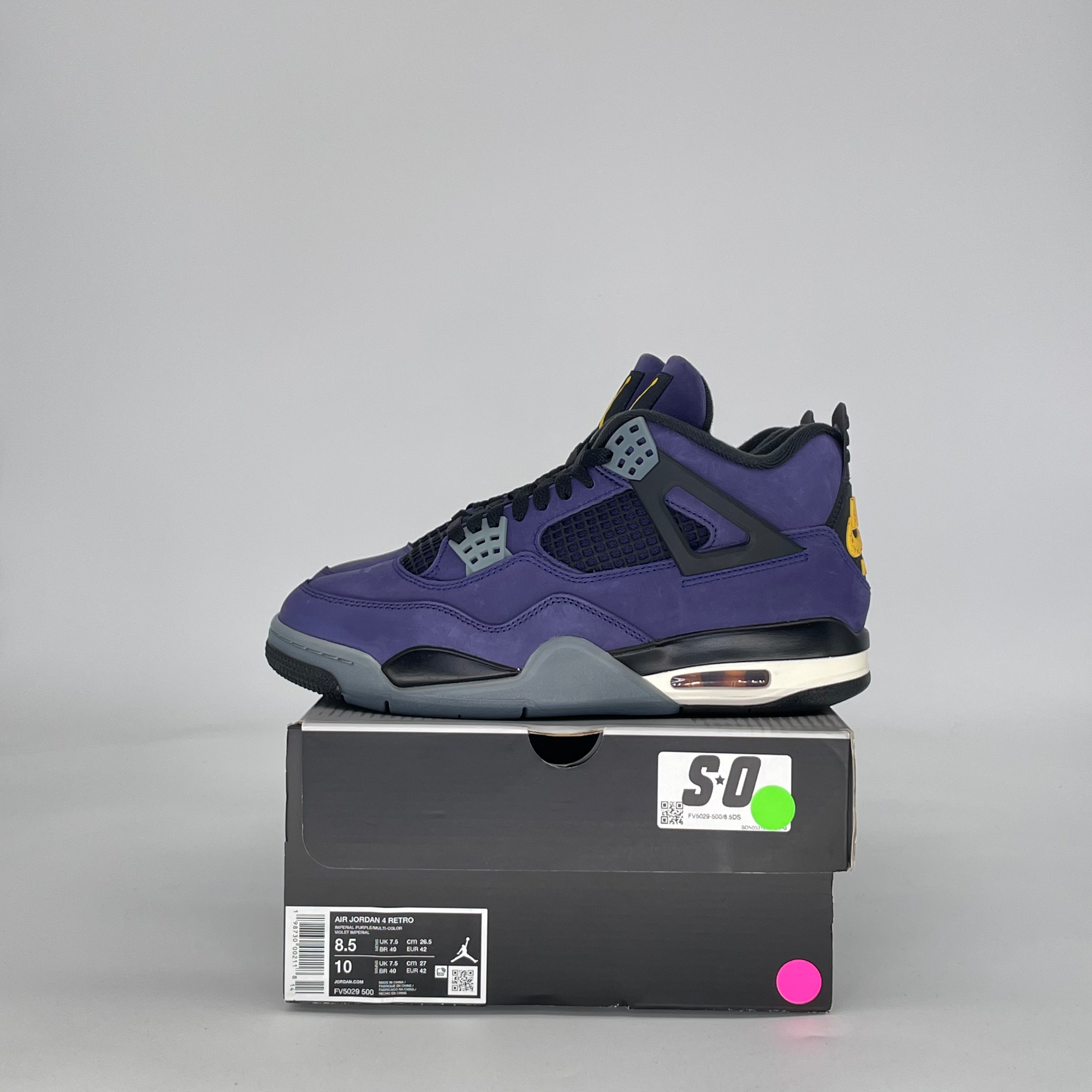 AIR JORDAN 4 LAKERS FV5029-500 SIZE 8.5/10W