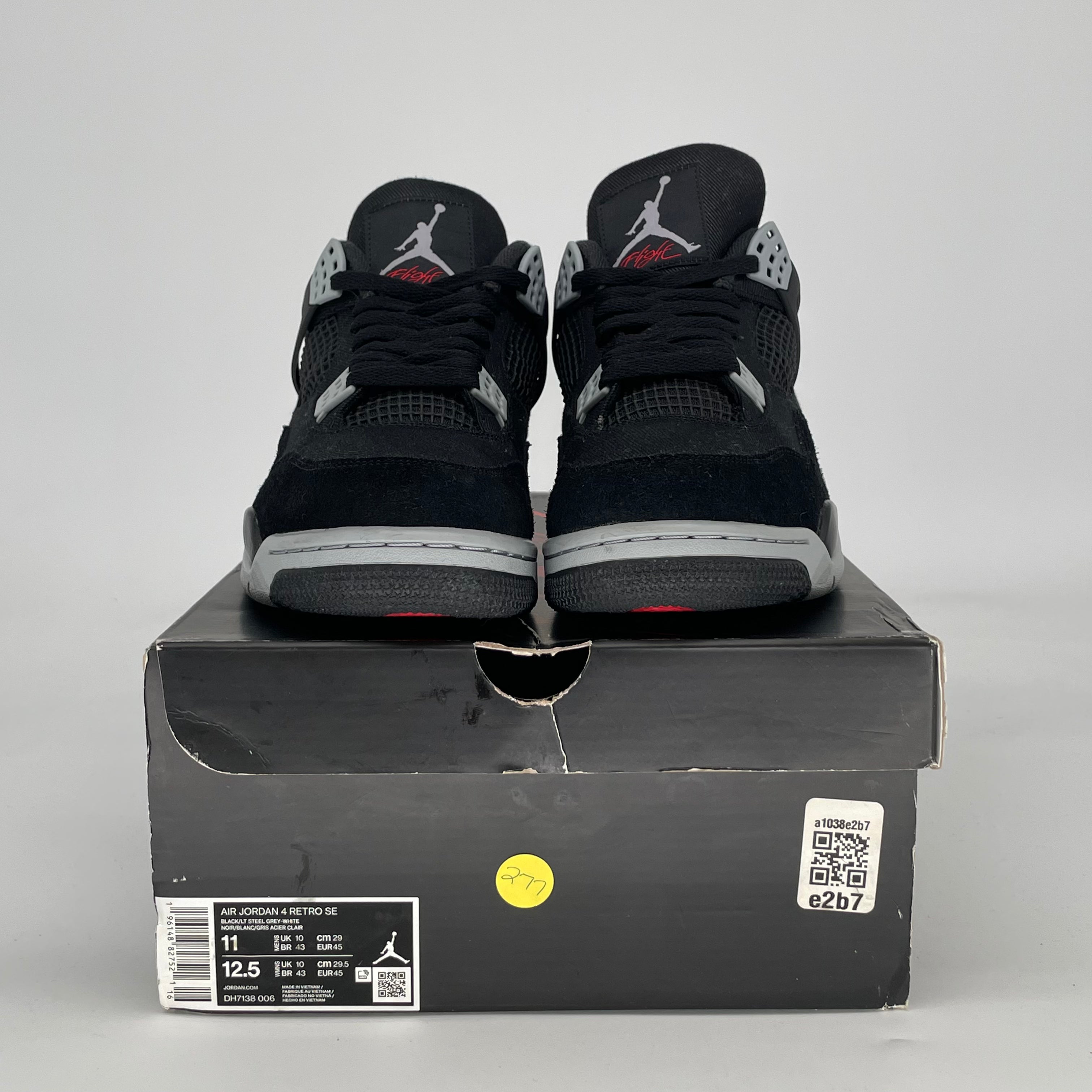 AIR JORDAN 4 BLACK CANVAS DH7138-006 SIZE 11/12.5W