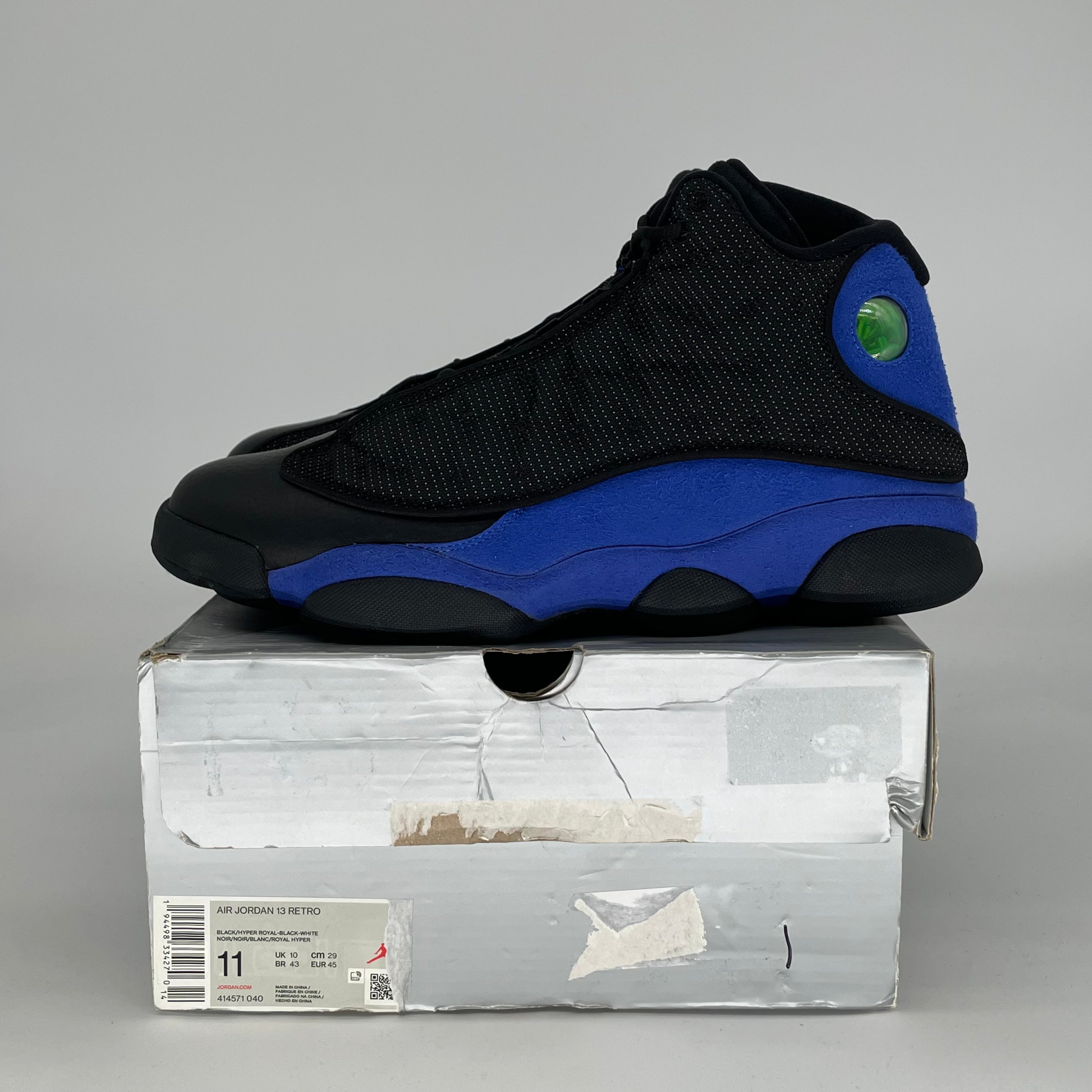 AIR JORDAN 13 BLACK HYPER ROYAL 414571-040 SIZE 11/12.5W