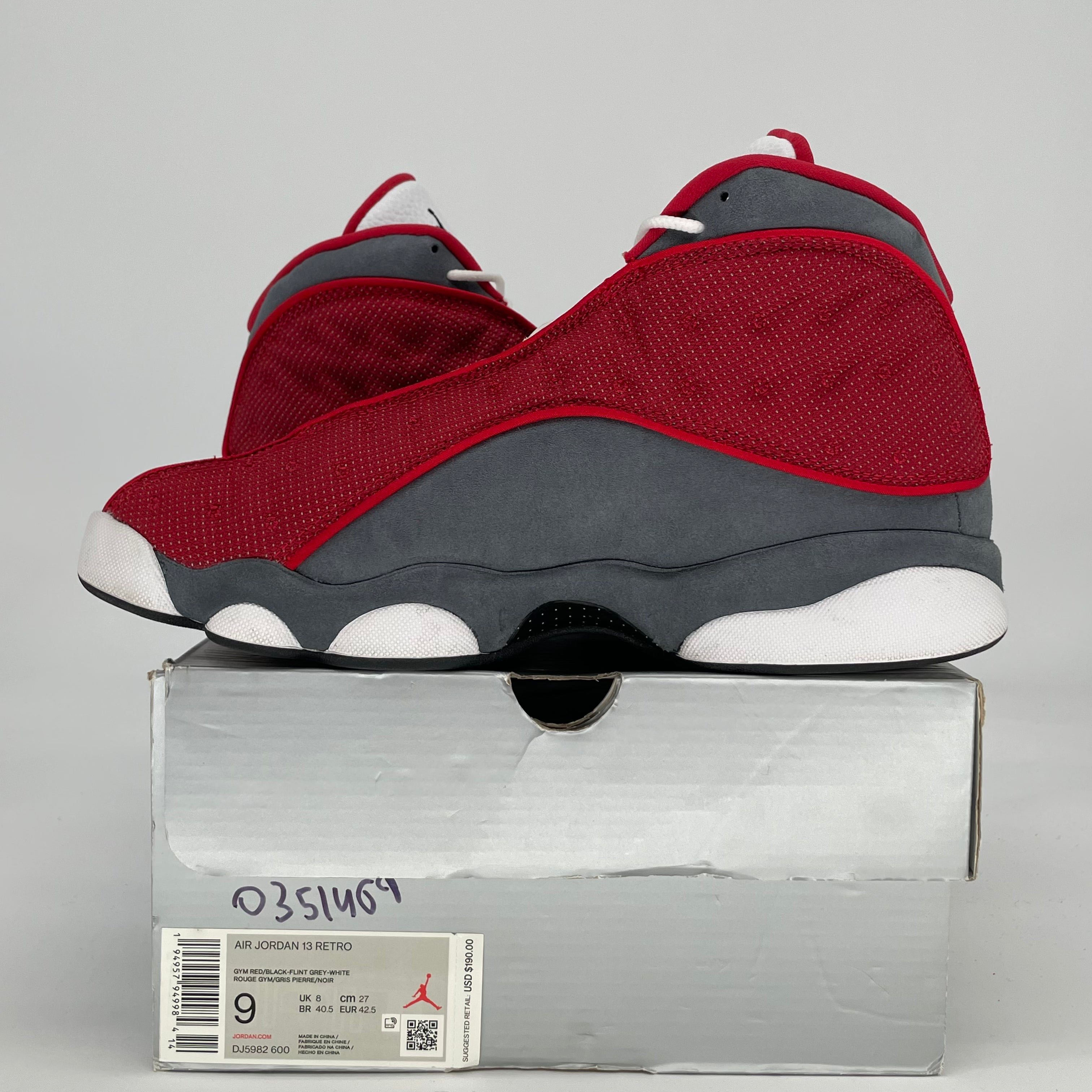 AIR JORDAN 13 GYM RED FLINT GREY DJ5982-600 SIZE 9/10.5W