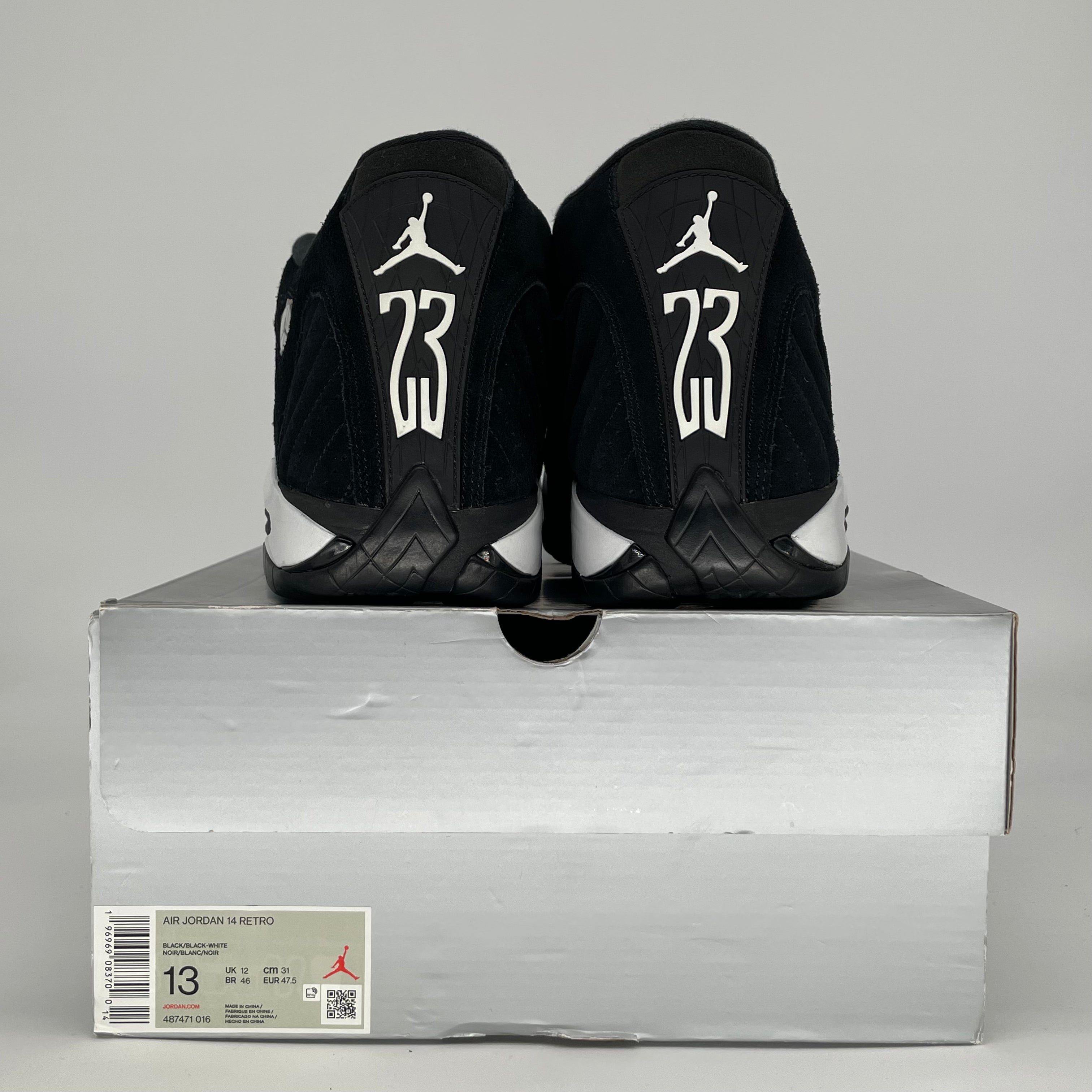 AIR JORDAN 14 BLACK WHITE 487471-016 SIZE 13/14.5W