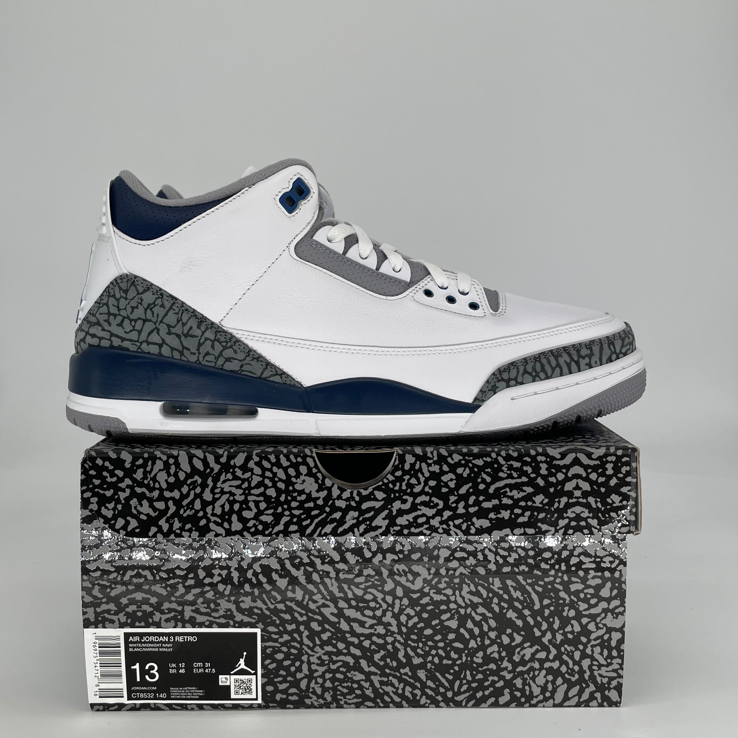 AIR JORDAN 3 MIDNIGHT NAVY CT8532-140 SIZE 13/14.5W