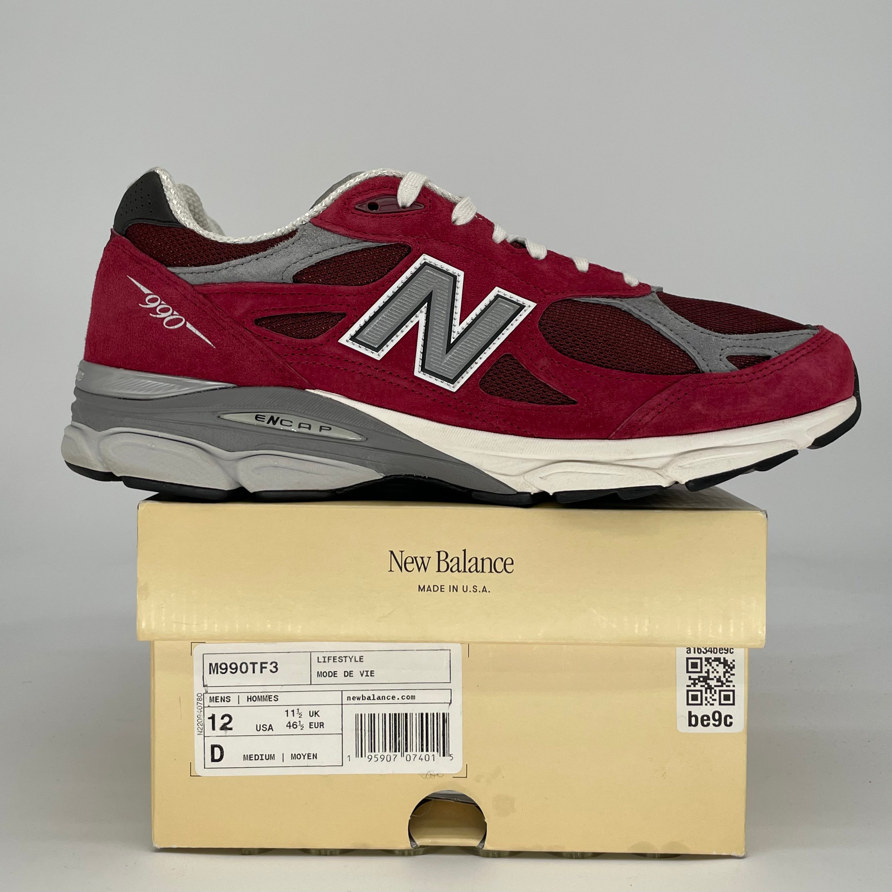 NEW BALANCE 990V3 MIUSA TEDDY SANTIS SCARLET M99OTF3 SIZE 12/13.5W