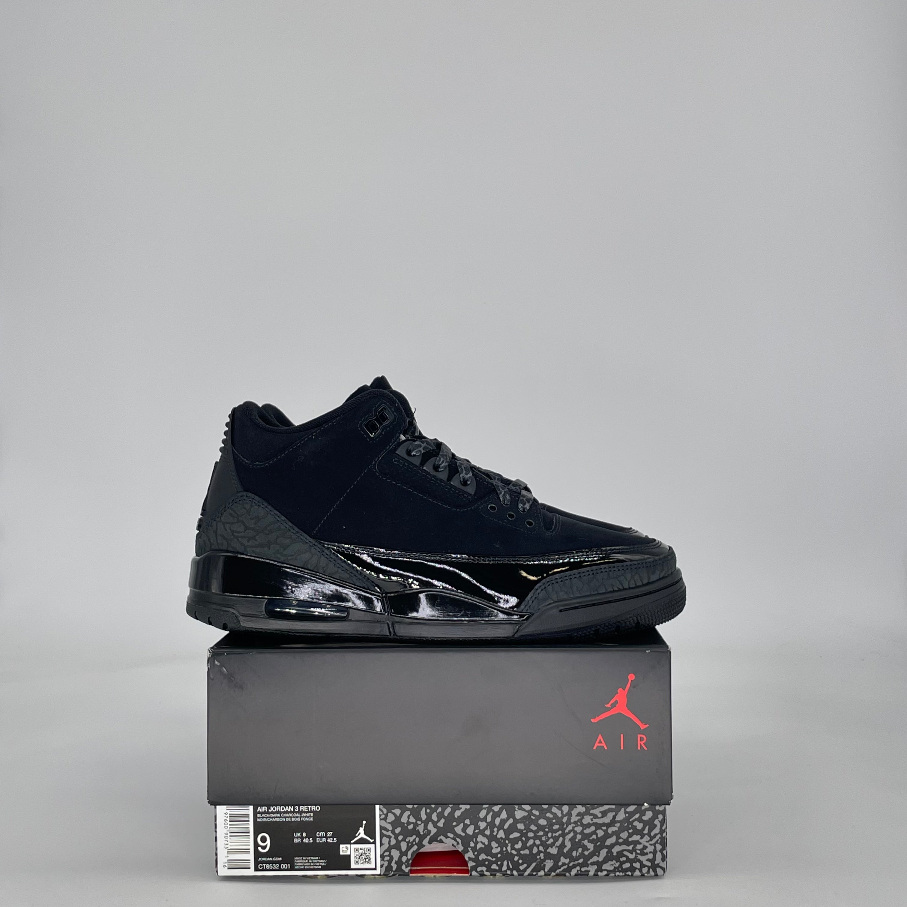 AIR JORDAN 3 BLACK CAT CT8532-001 SIZE 9/10.5W