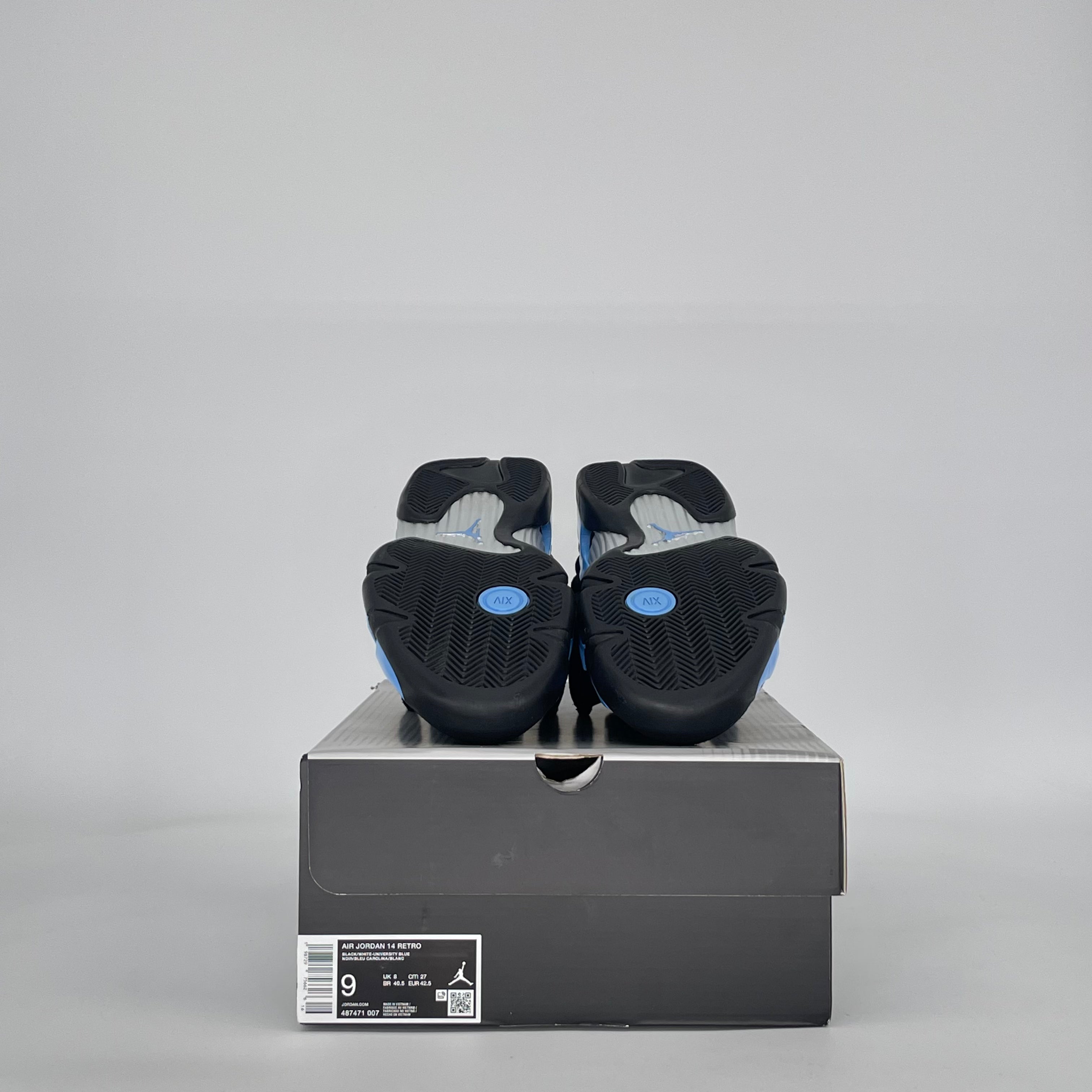 AIR JORDAN 14 BLACK UNIVERSITY BLUE 487471-007 SIZE 9/10.5W