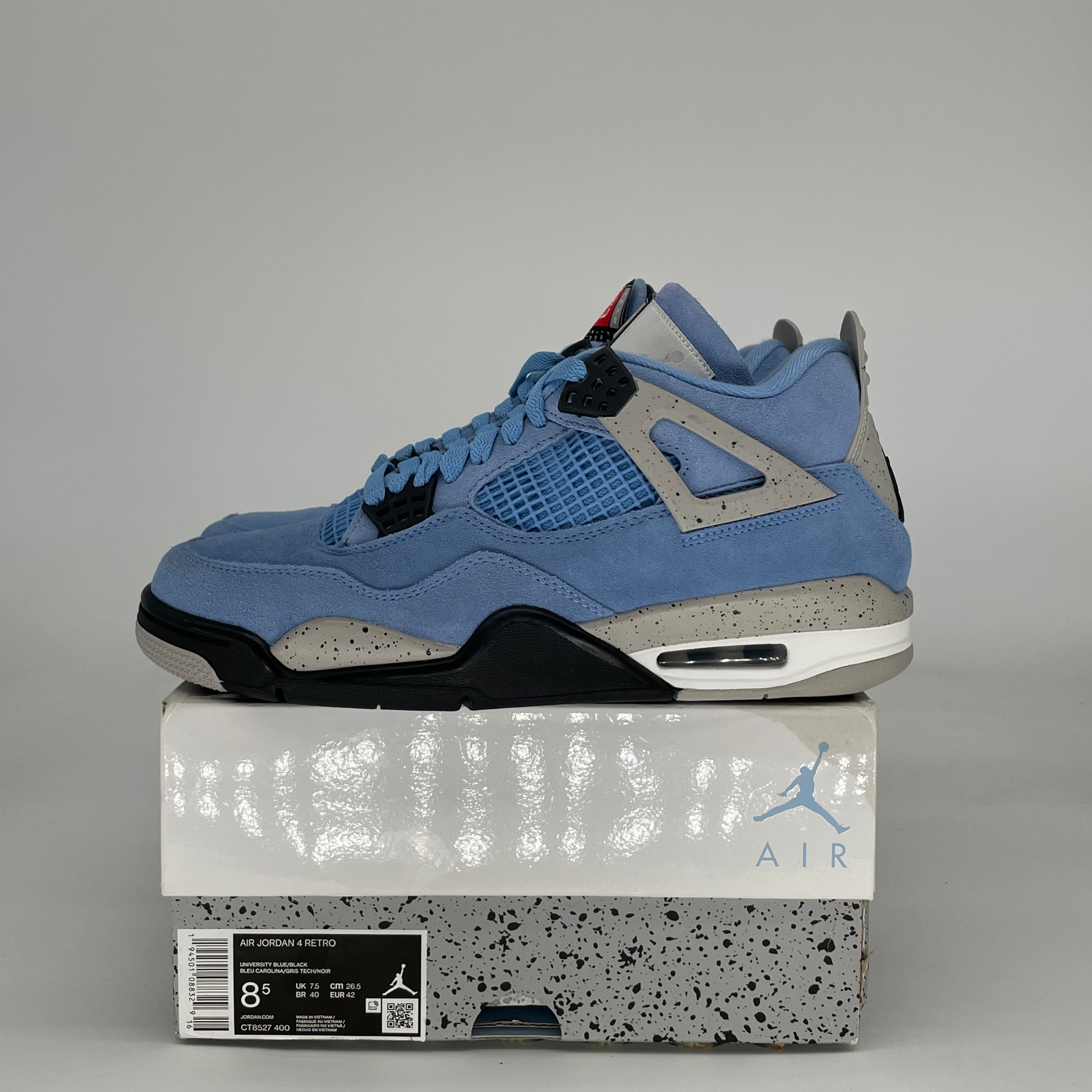 AIR JORDAN 4 UNIVERSITY BLUE CT8527-400 SIZE 8.5/10W