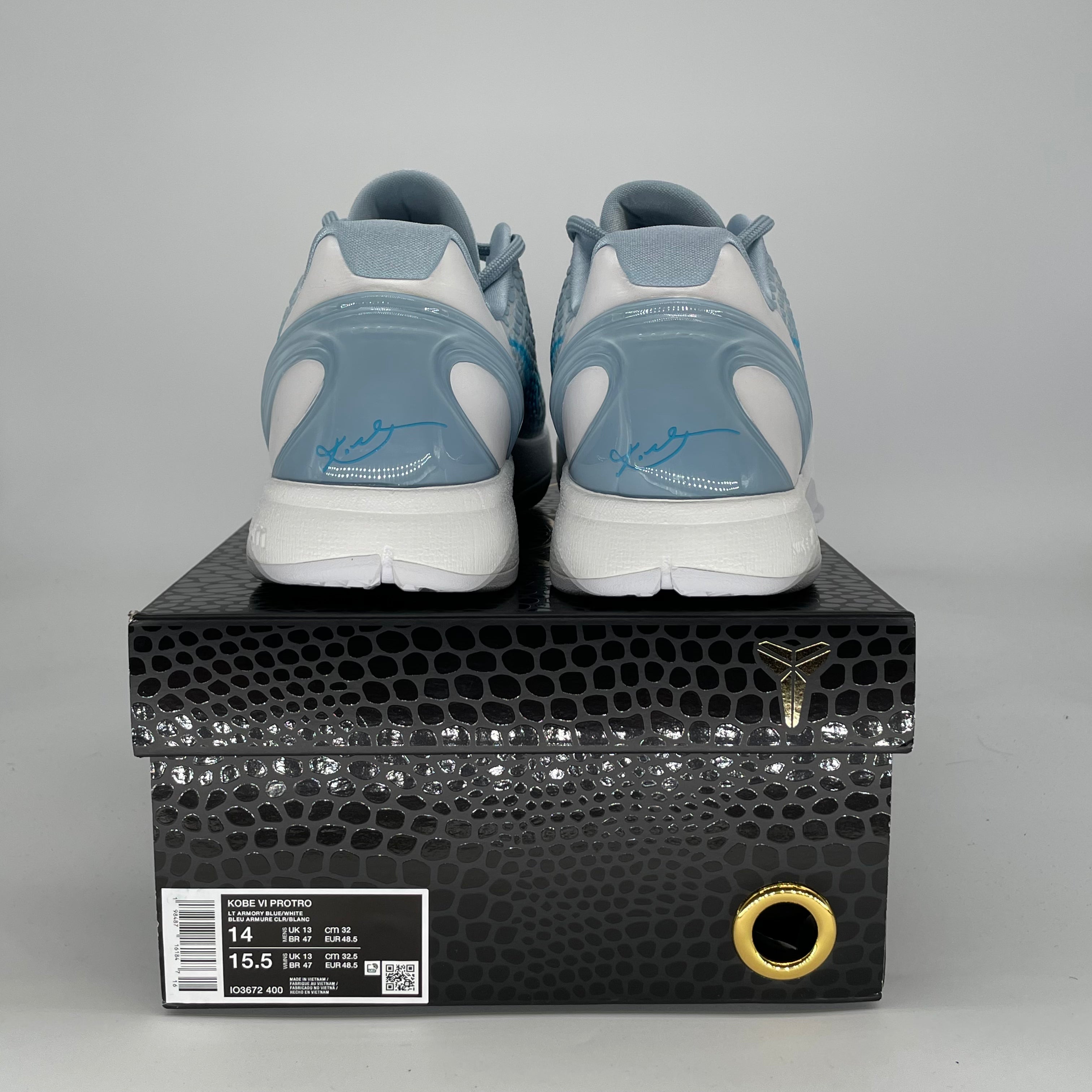 NIKE KOBE 6 PROTRO CAITLIN CLARK LIGHT ARMORY BLUE IO3672-400 SIZE 14/15.5W