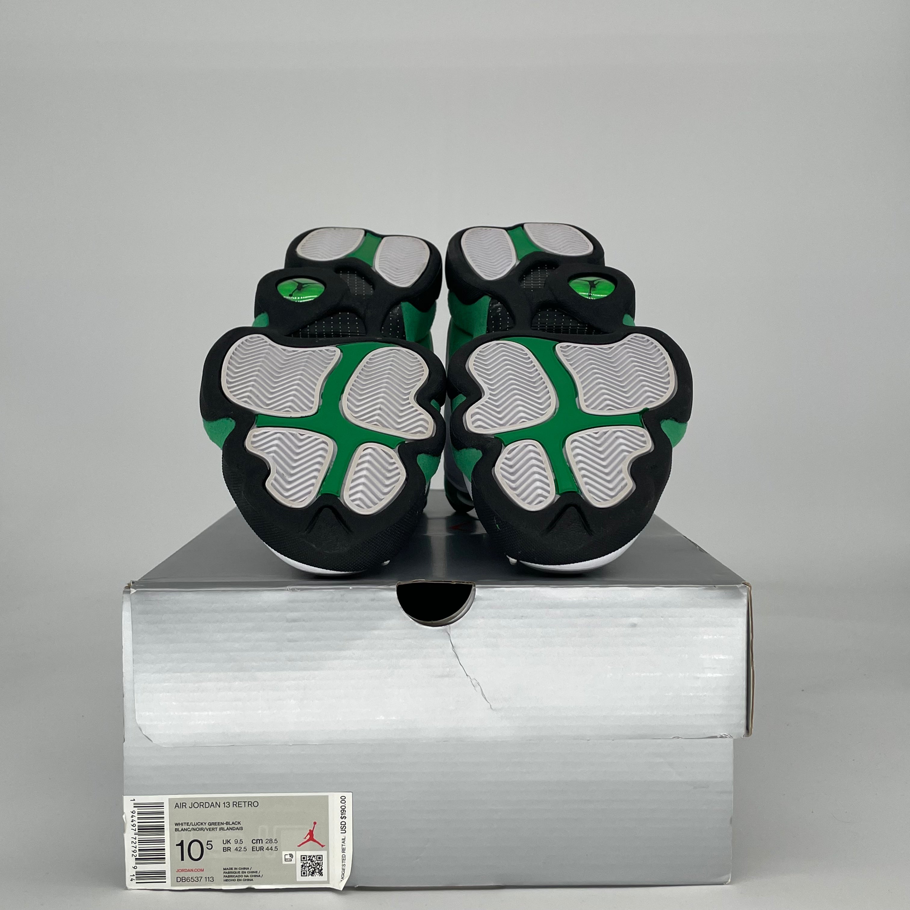 AIR JORDAN 13 WHITE LUCKY GREEN DB6537-113 SIZE 10/11.5W