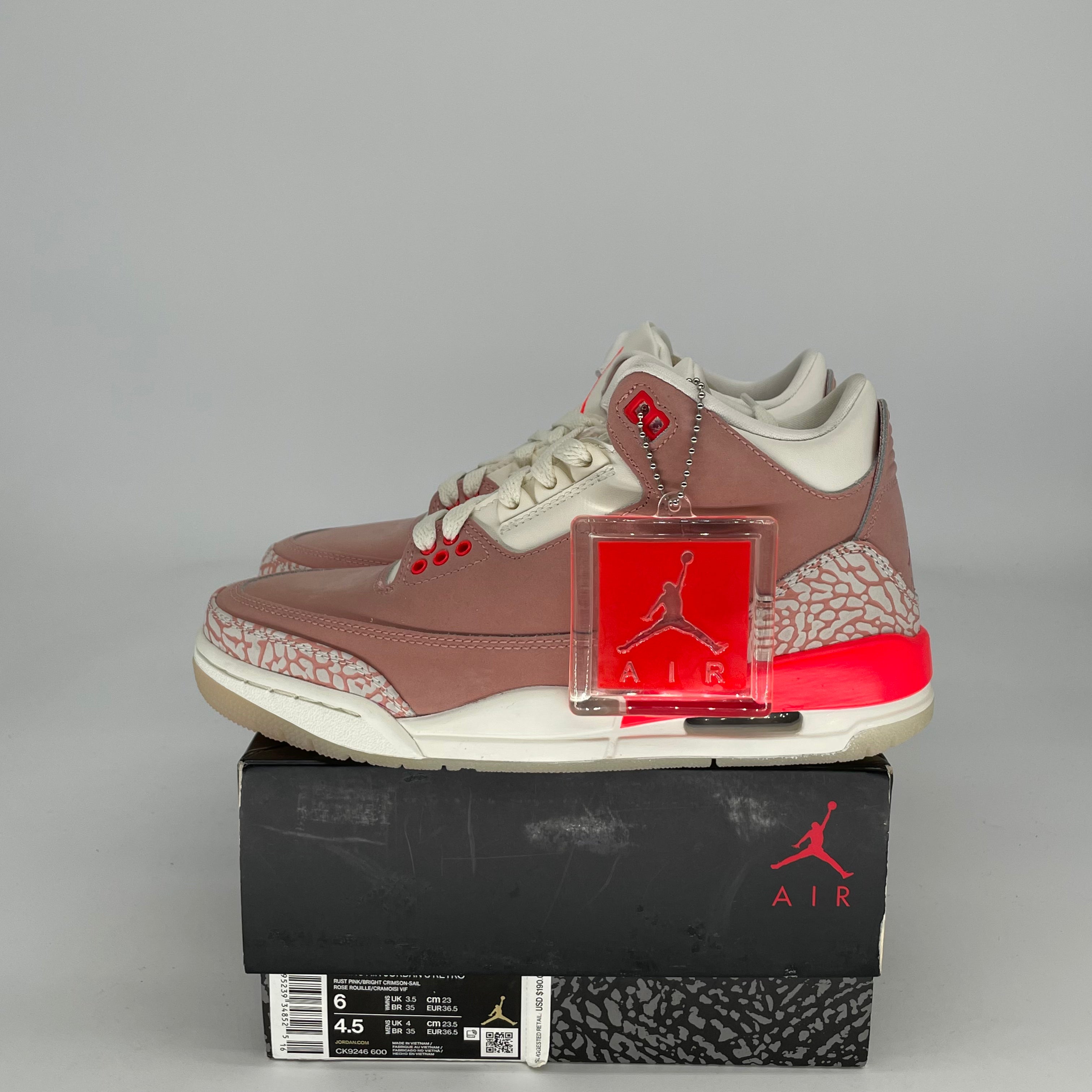 AIR JORDAN 3 RUST PINK W CK9246-600 SIZE 4.5/6W