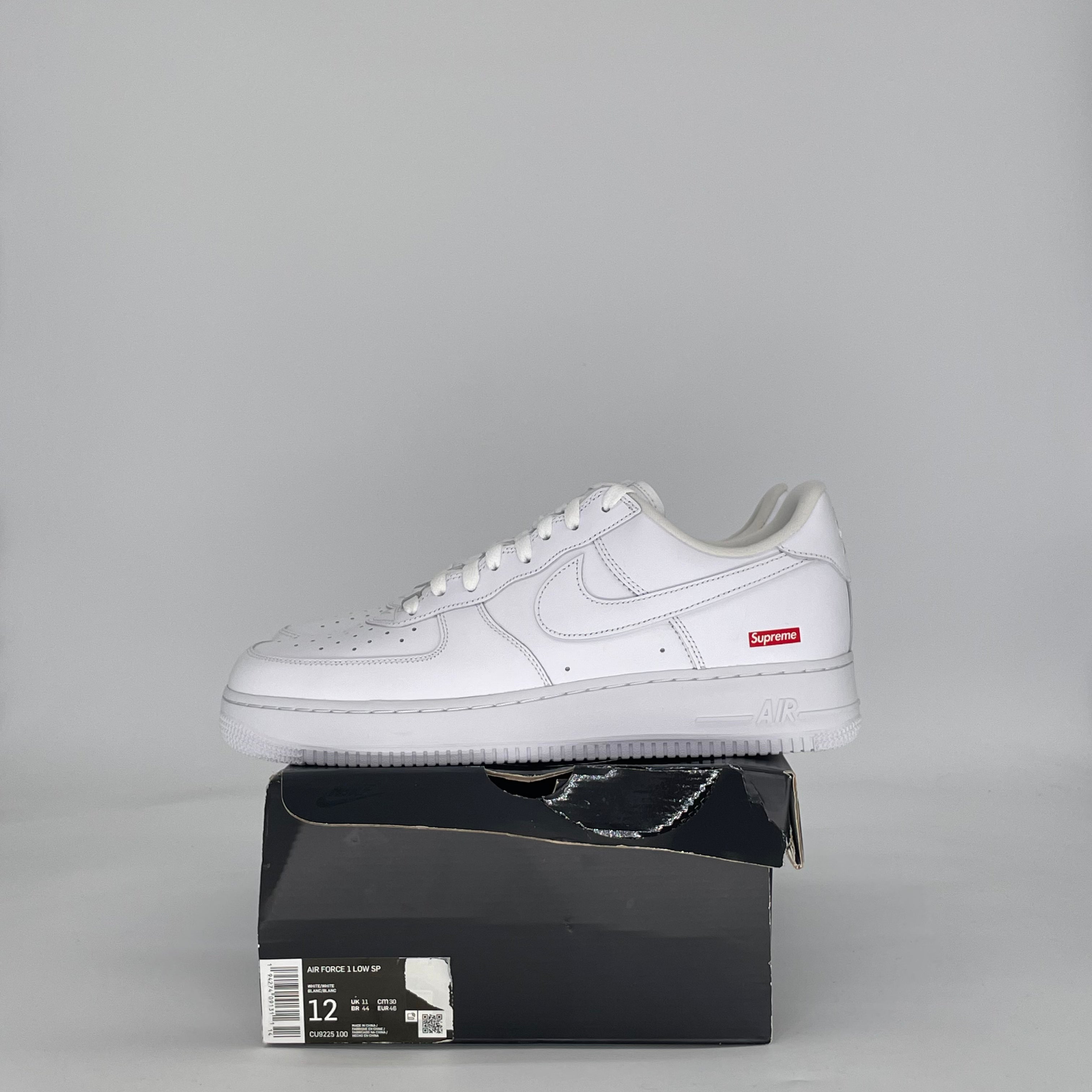 NIKE AIR FORCE 1 LOW SUPREME WHITE CU9225-100 SIZE 12/13.5W