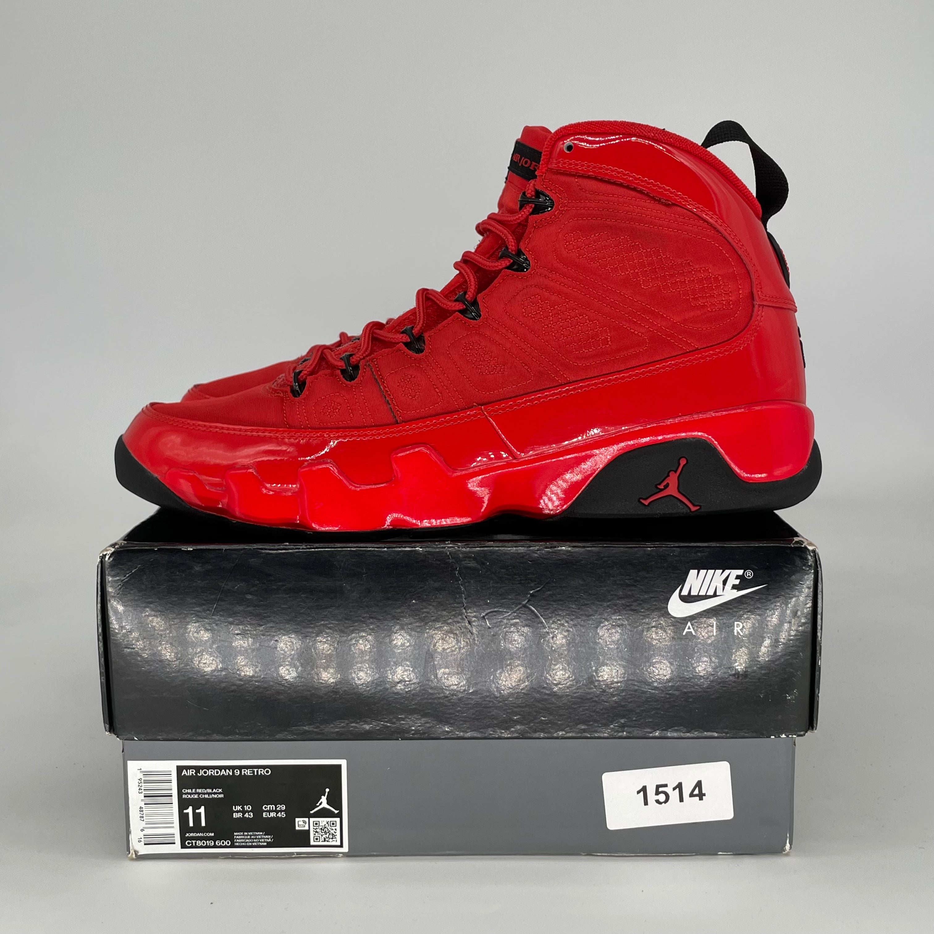 AIR JORDAN 9 CHILE RED CT8019-600 SIZE 11/12.5W