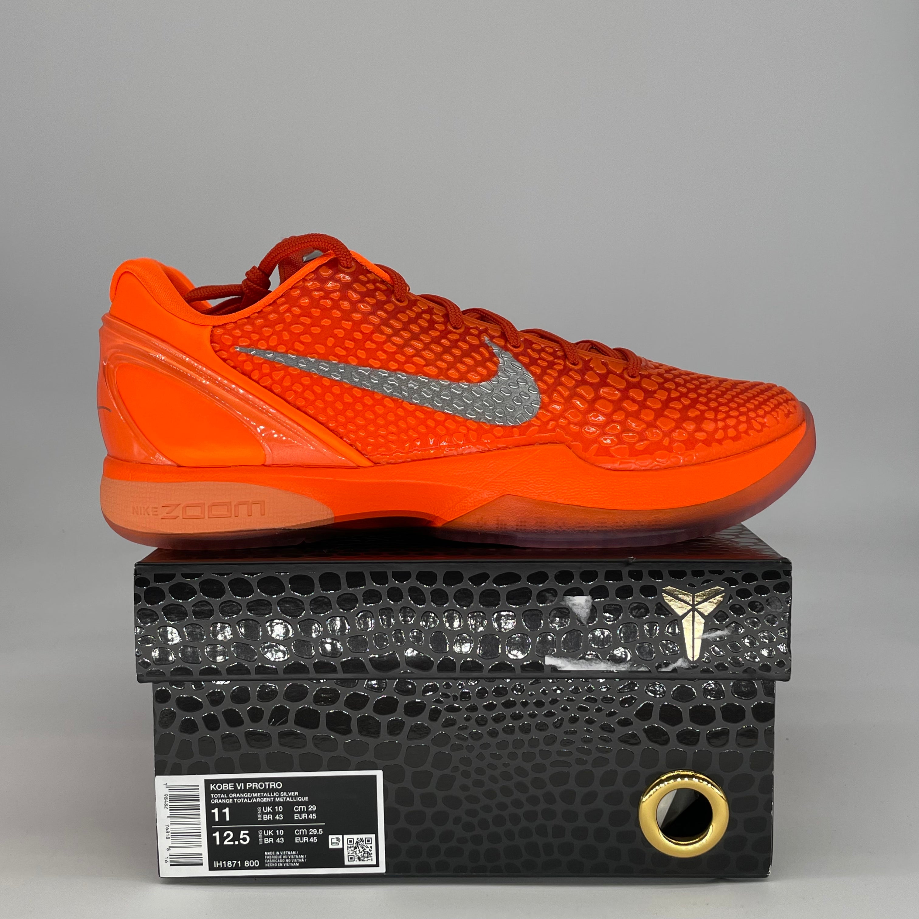 NIKE KOBE 6 PROTRO TOTAL ORANGE IH1871-800 SIZE 11/12.5W
