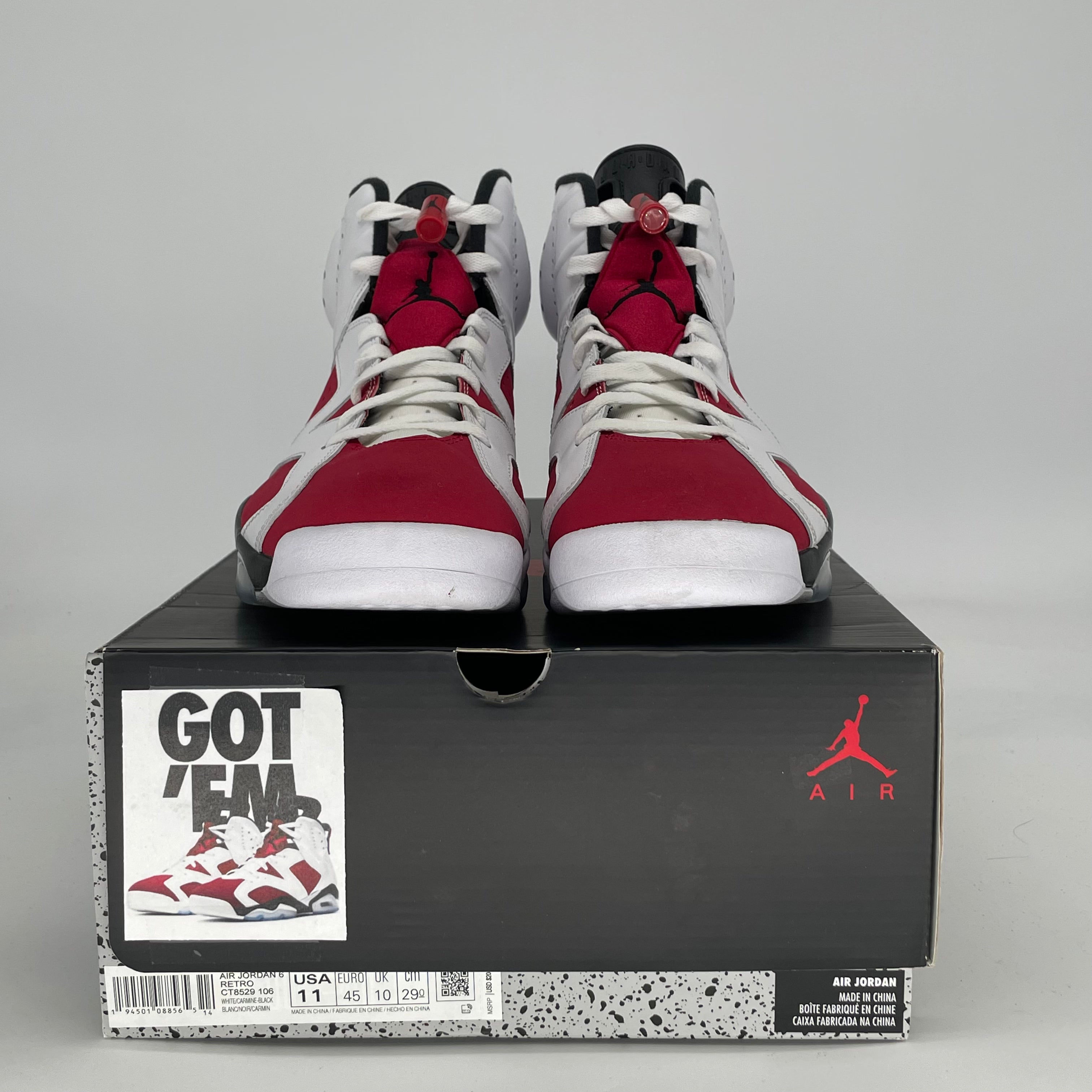 AIR JORDAN 6 CARMINE CT8529-106 SIZE 11/12.5W