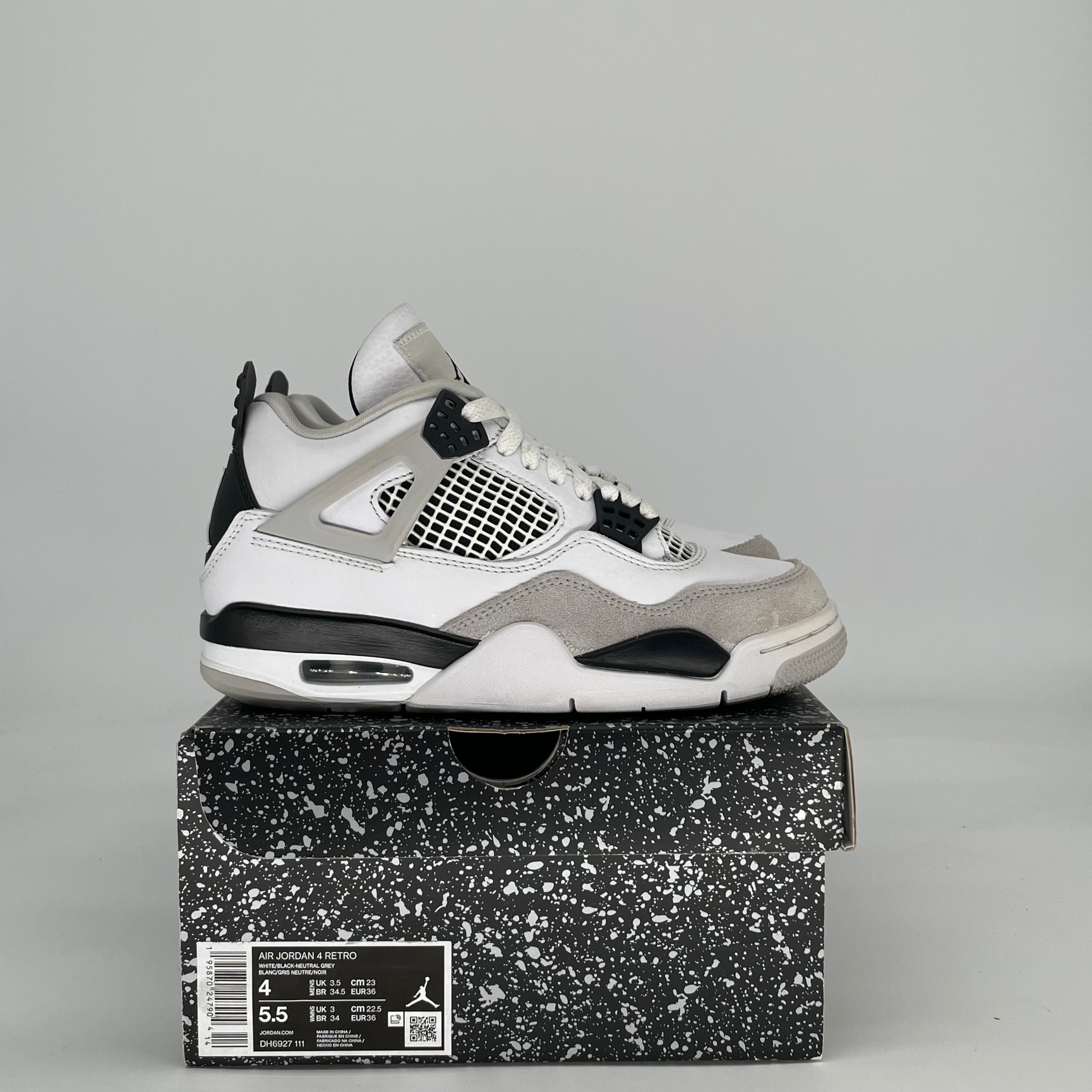 AIR JORDAN 4 MILITARY BLACK 408452-111 SIZE 4/5.5W