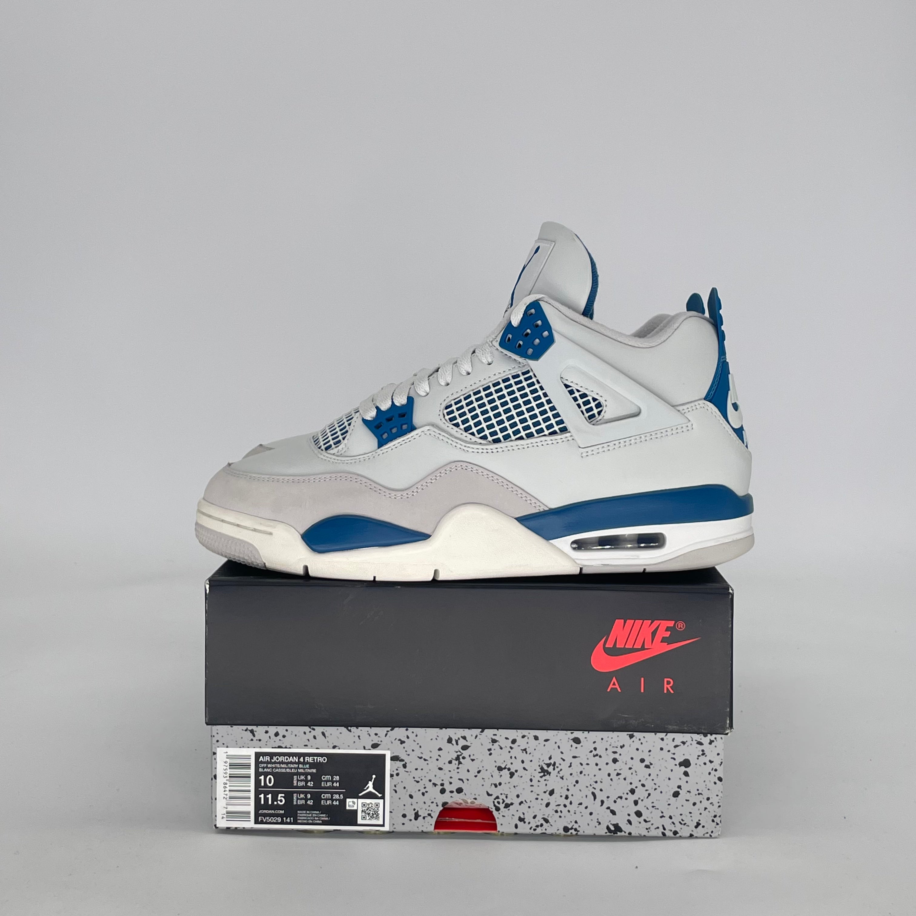 AIR JORDAN 4 MILITARY BLUE FV5029-141 SIZE 10.5/12W
