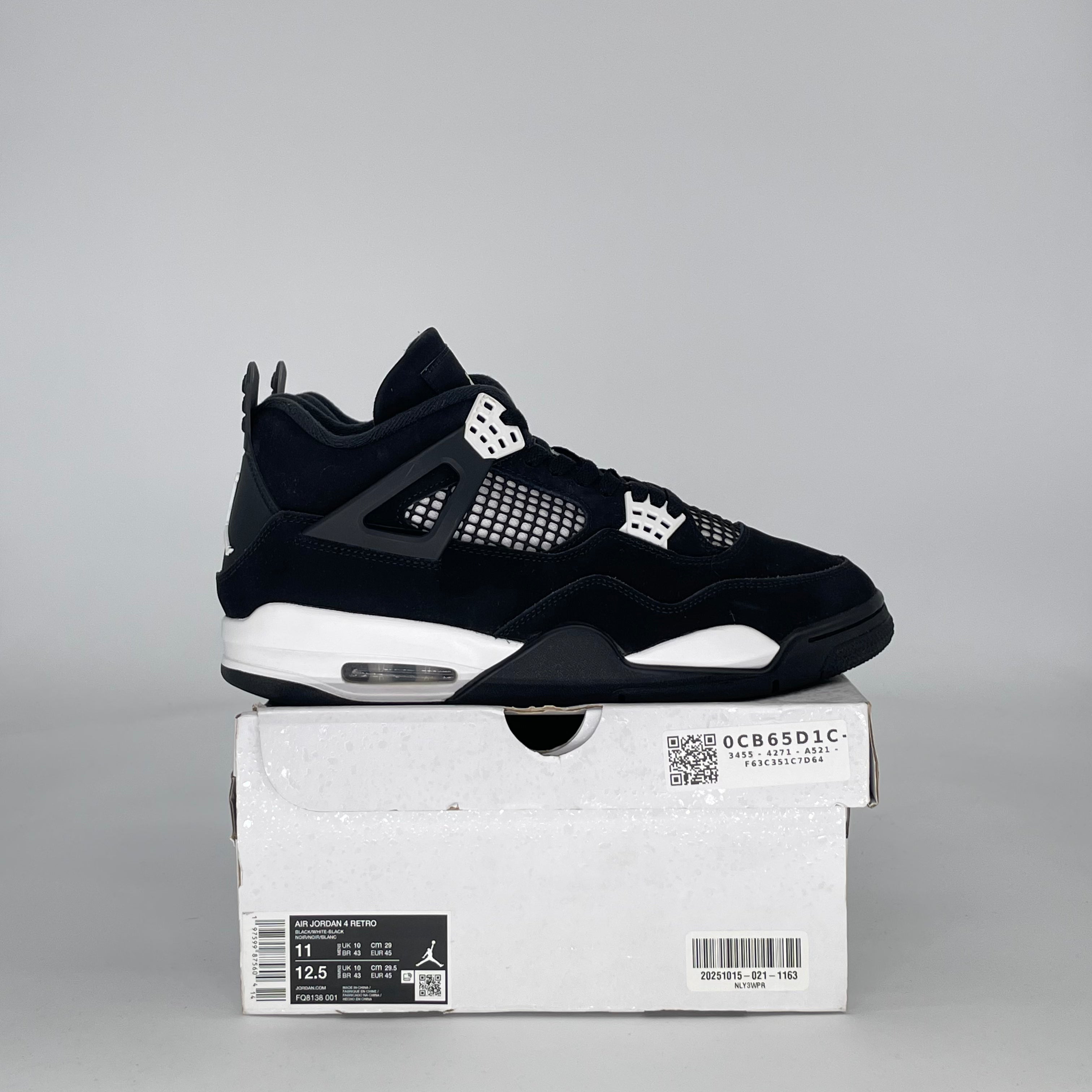 AIR JORDAN 4 WHITE THUNDER FQ8138-001 SIZE 11/12.5W
