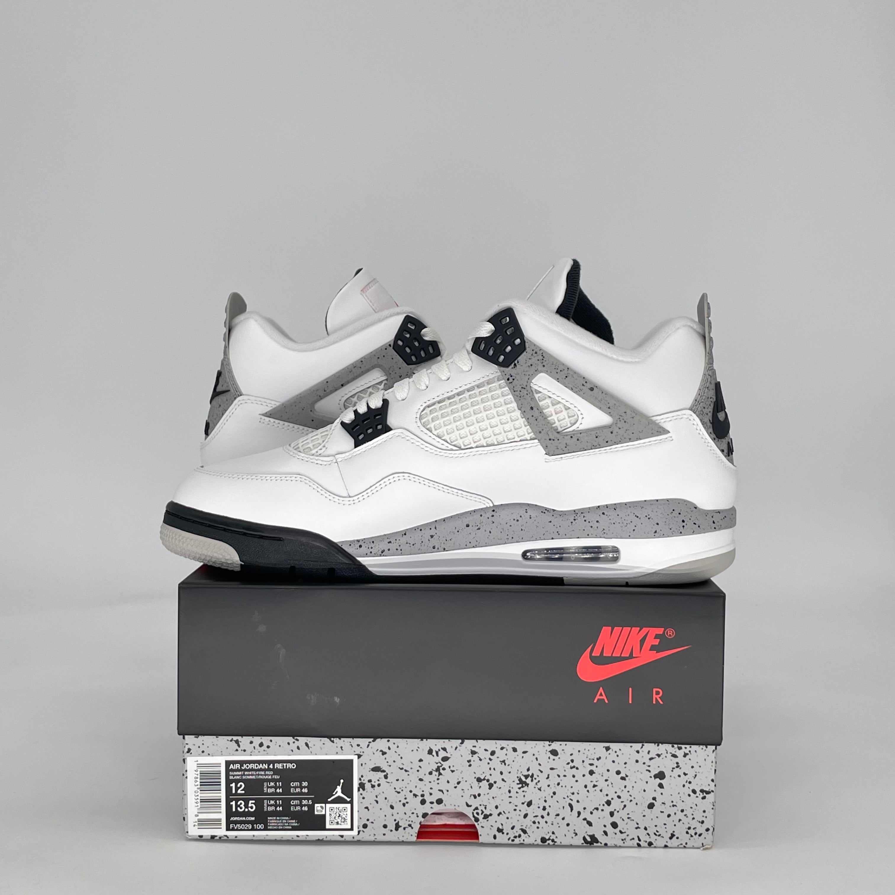 AIR JORDAN 4 WHITE CEMENT FV5029-100 SIZE 12/13.5W