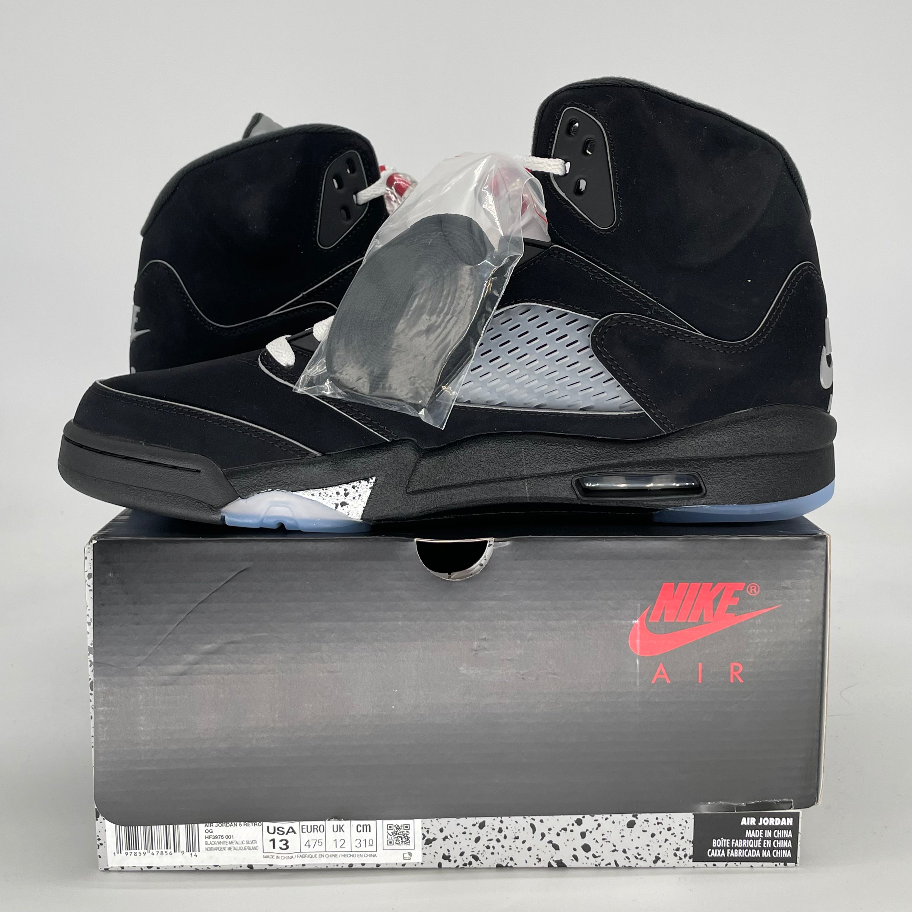 AIR JORDAN 5 BLACK METALLIC REIMAGINED HF3975-001 SIZE 13/14.5W