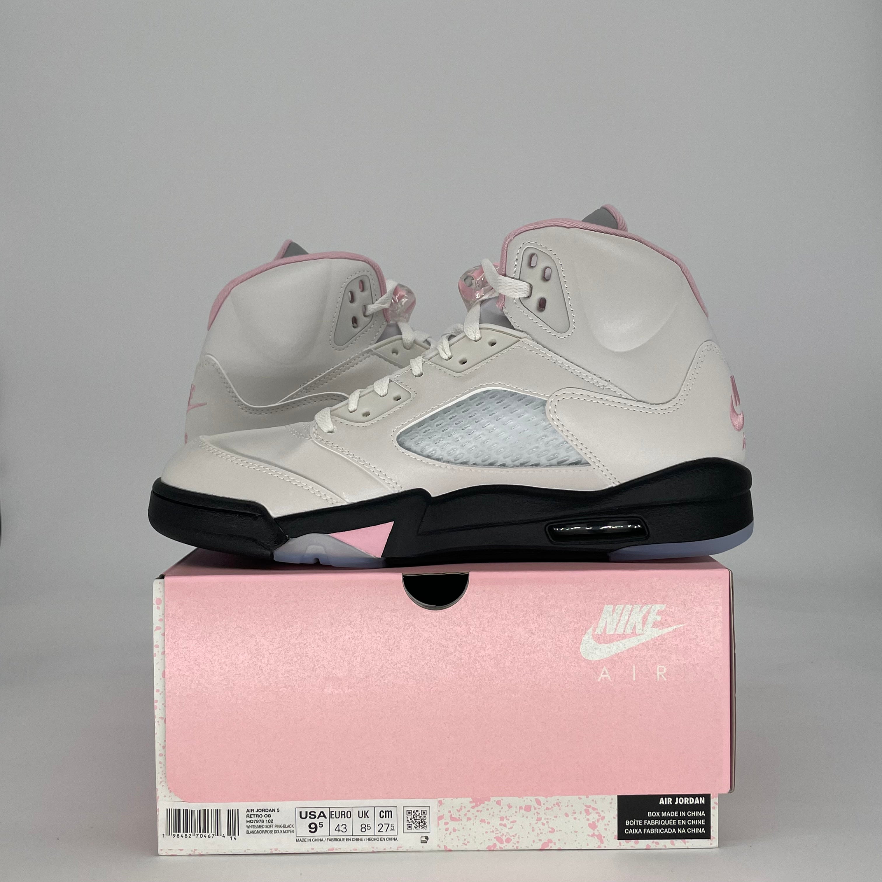 AIR JORDAN 5 MEDIUM SOFT PINK HQ7978-102 SIZE 9.5/11W