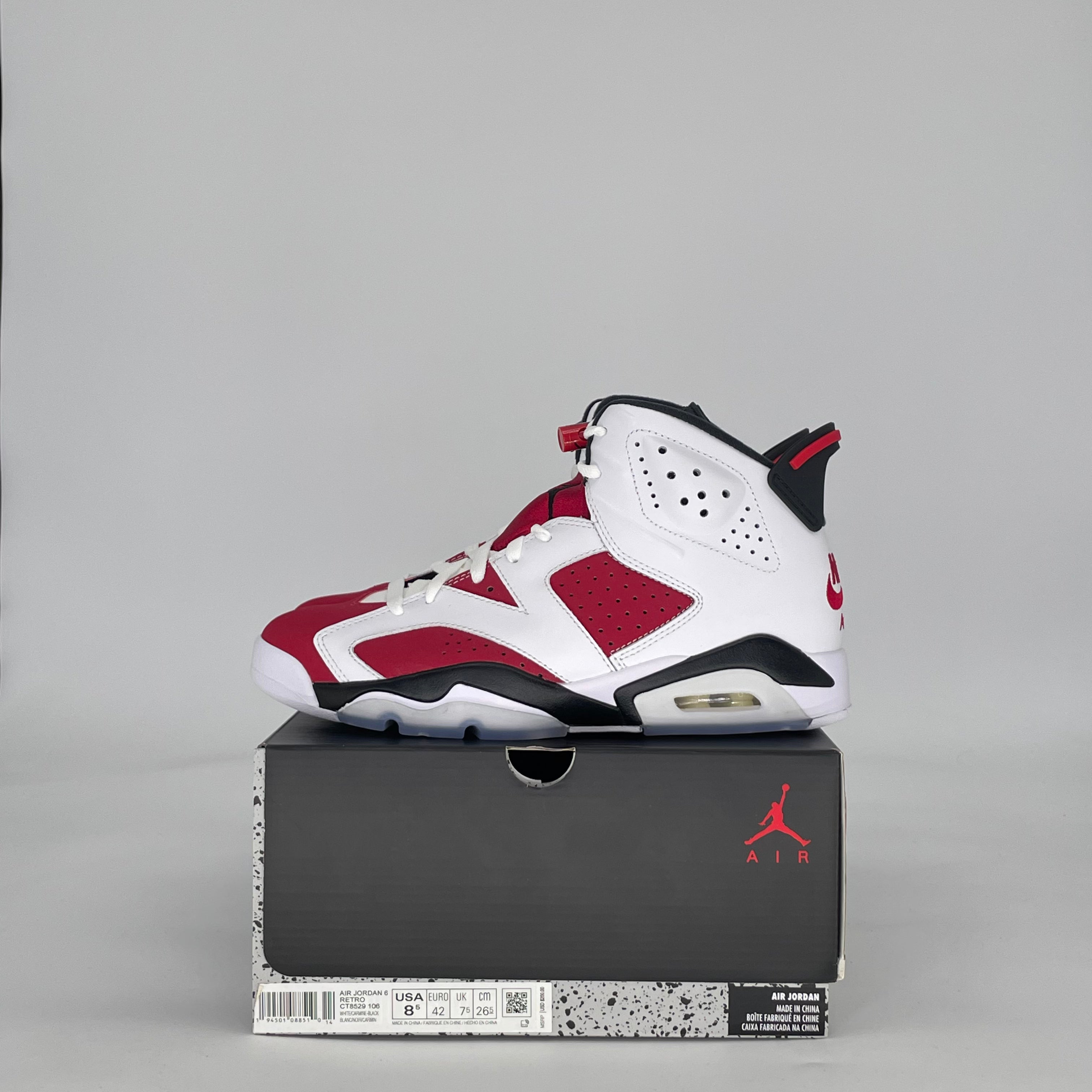 AIR JORDAN 6 CARMINE (2021) CT8529-106 SIZE 8.5/10W