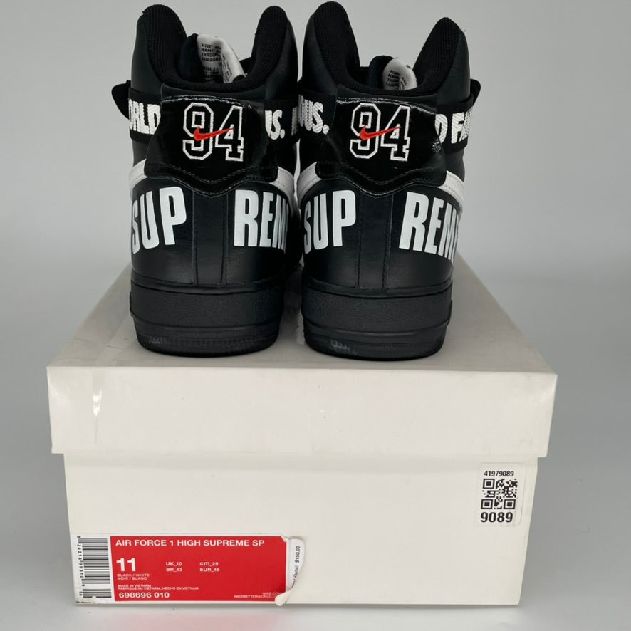 NIKE AIR FORCE 1 HIGH SUPREME WOLD FAMOUS BLACK SIZE 11 698696-010