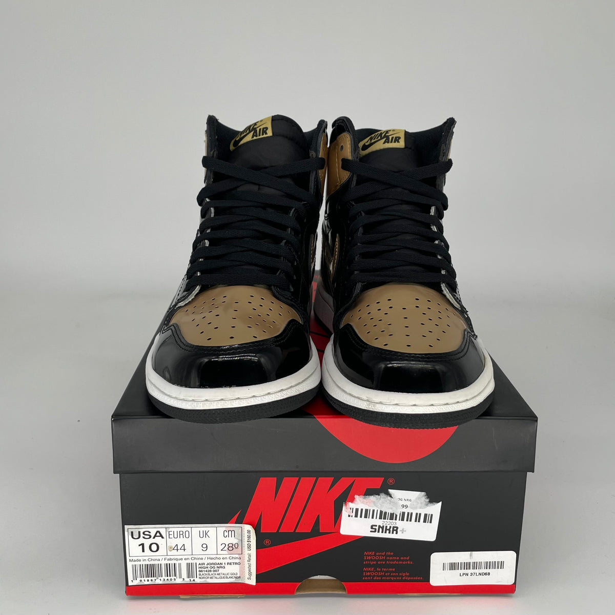 Jordan 1 Retro High NRG Patent Gold Toe