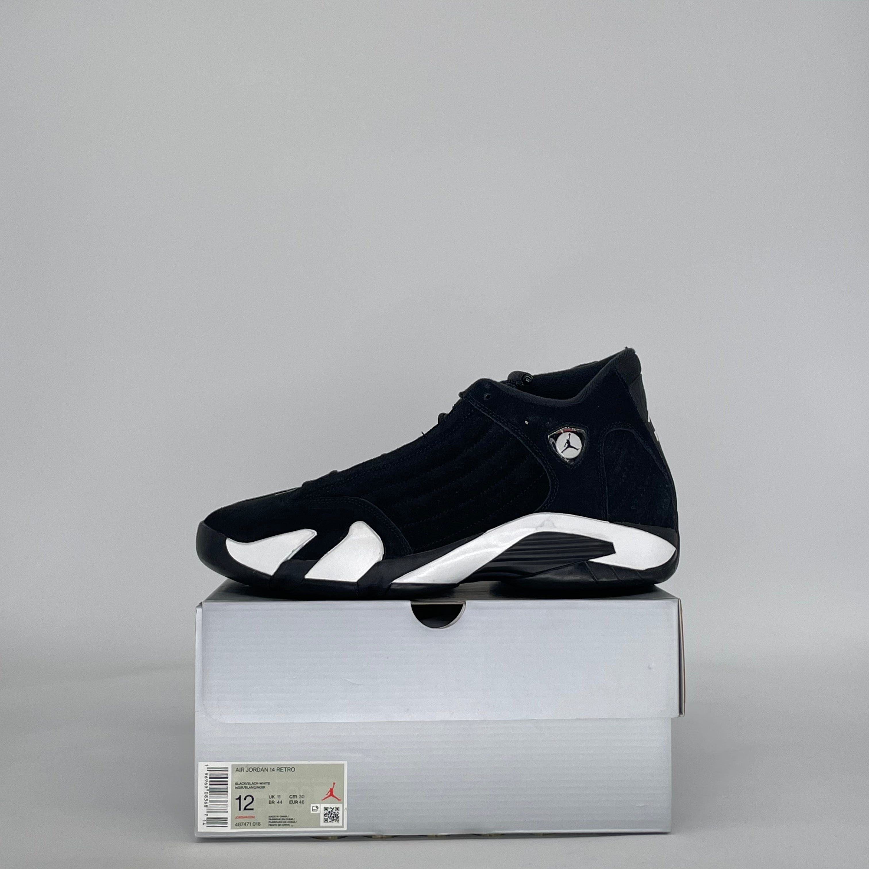 AIR JORDAN 14 BLACK WHITE 487471-016 SIZE 12/13.5W