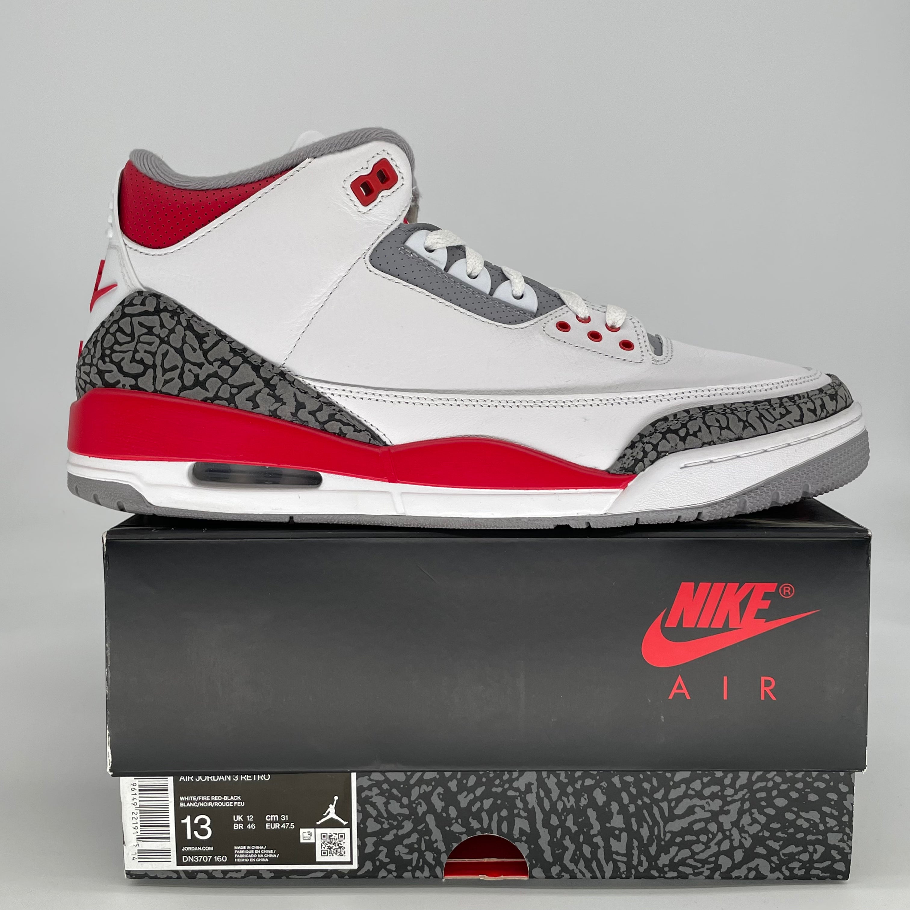 AIR JORDAN 3 FIRE RED DN3707-160 SIZE 13/14.5W