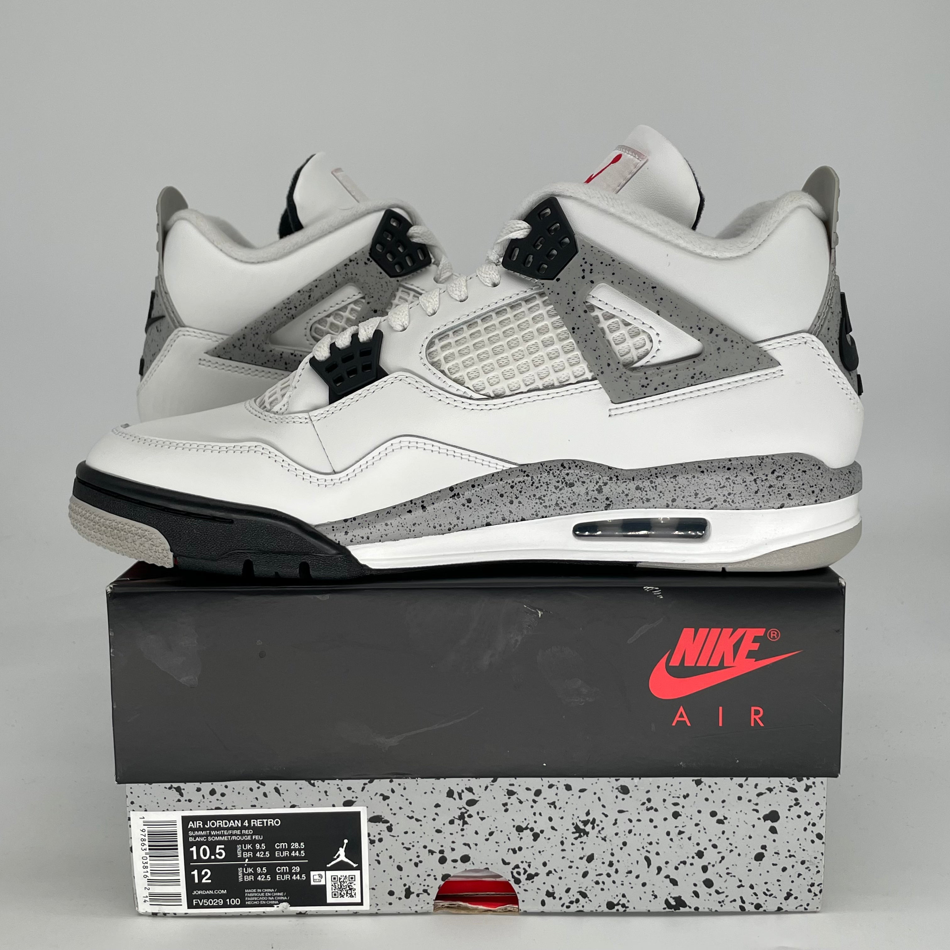 AIR JORDAN 4 WHITE CEMENT FV5029-100 SIZE 10.5/12W