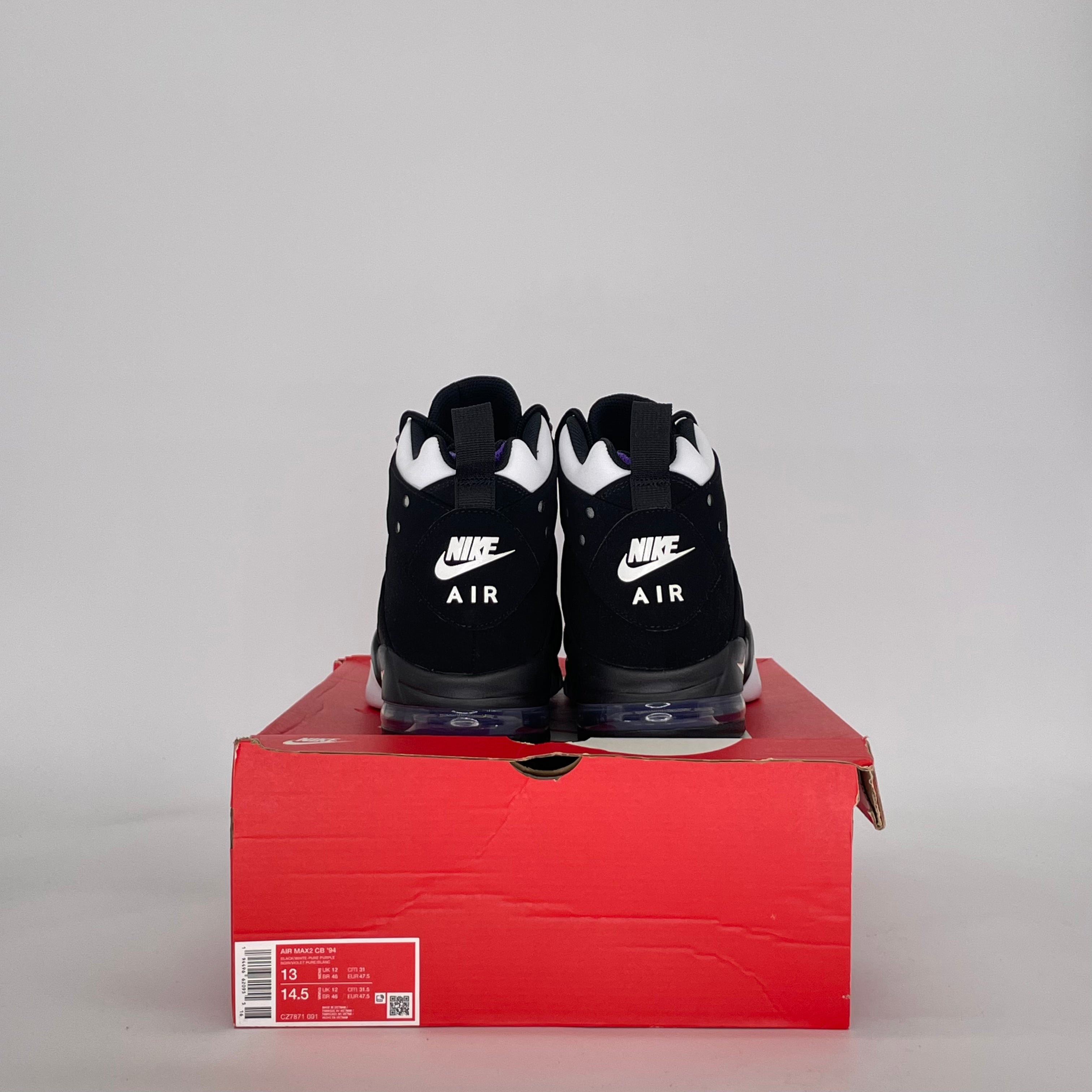 NIKE AIR MAX 2 CB '94 BLACK WHITE PURPLE CZ7871-001 SIZE 13/14.5W