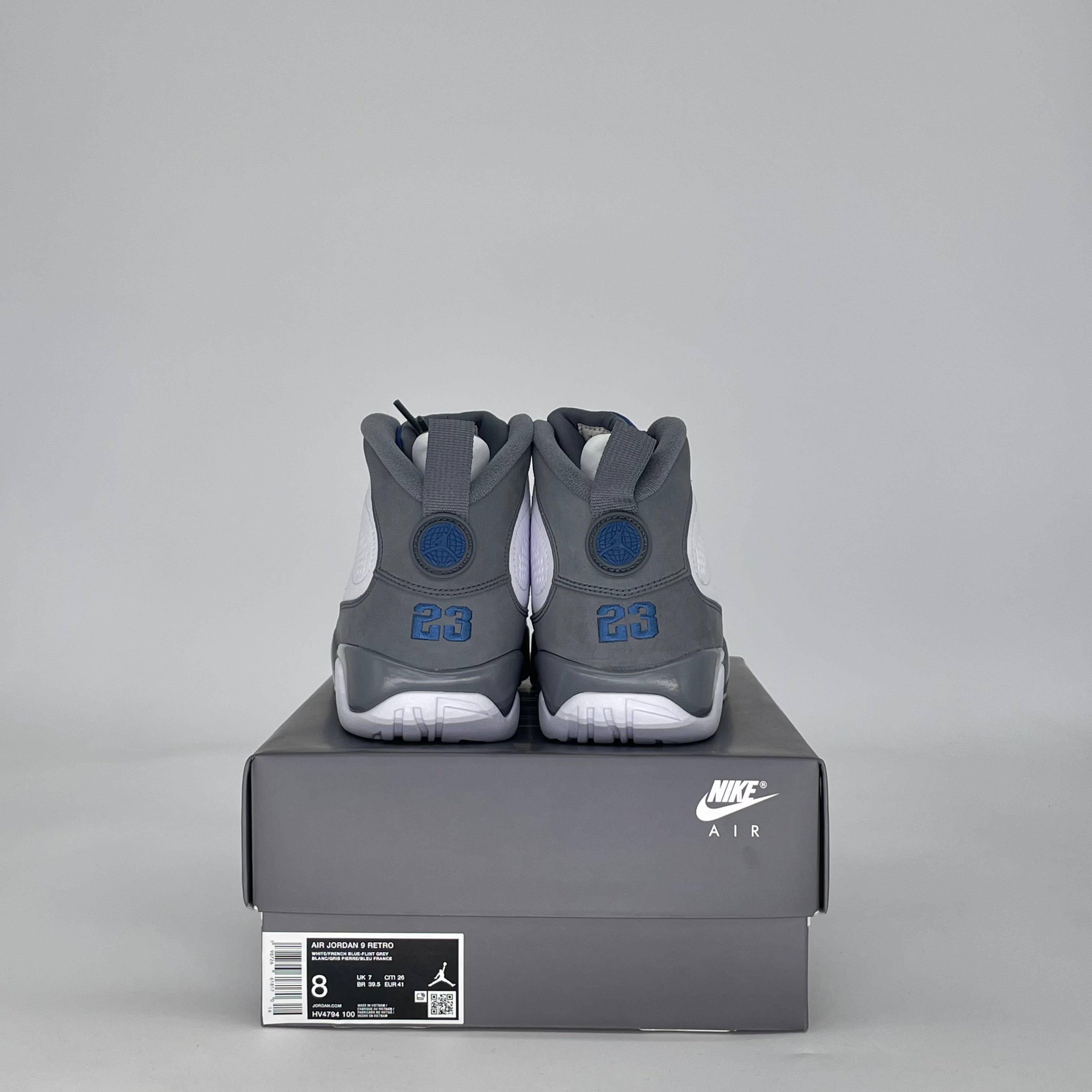 AIR JORDAN 9 FLINT GREY FRENCH BLUE HV4794-100 SIZE 8/9.5W