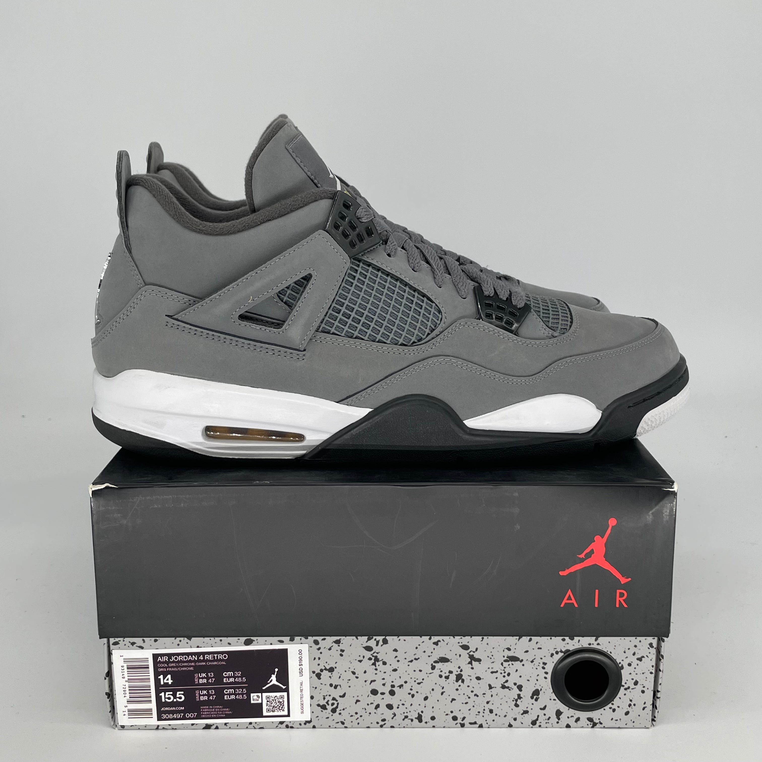 AIR JORDAN 4 COOL GREY SIZE 14/15.5W 308497-007