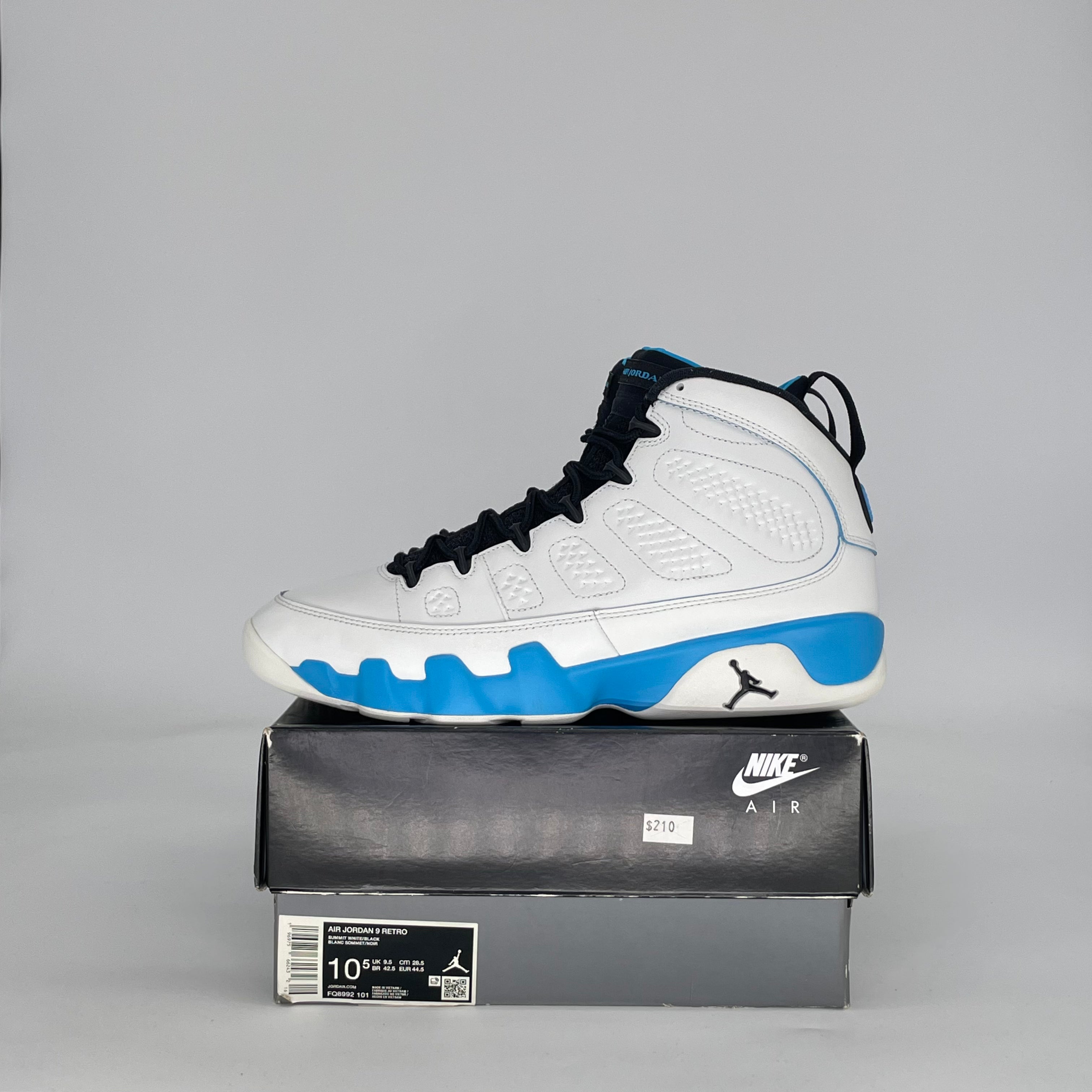 AIR JORDAN 9 POWDER BLUE FQ8992-101 SIZE 10.5/12W