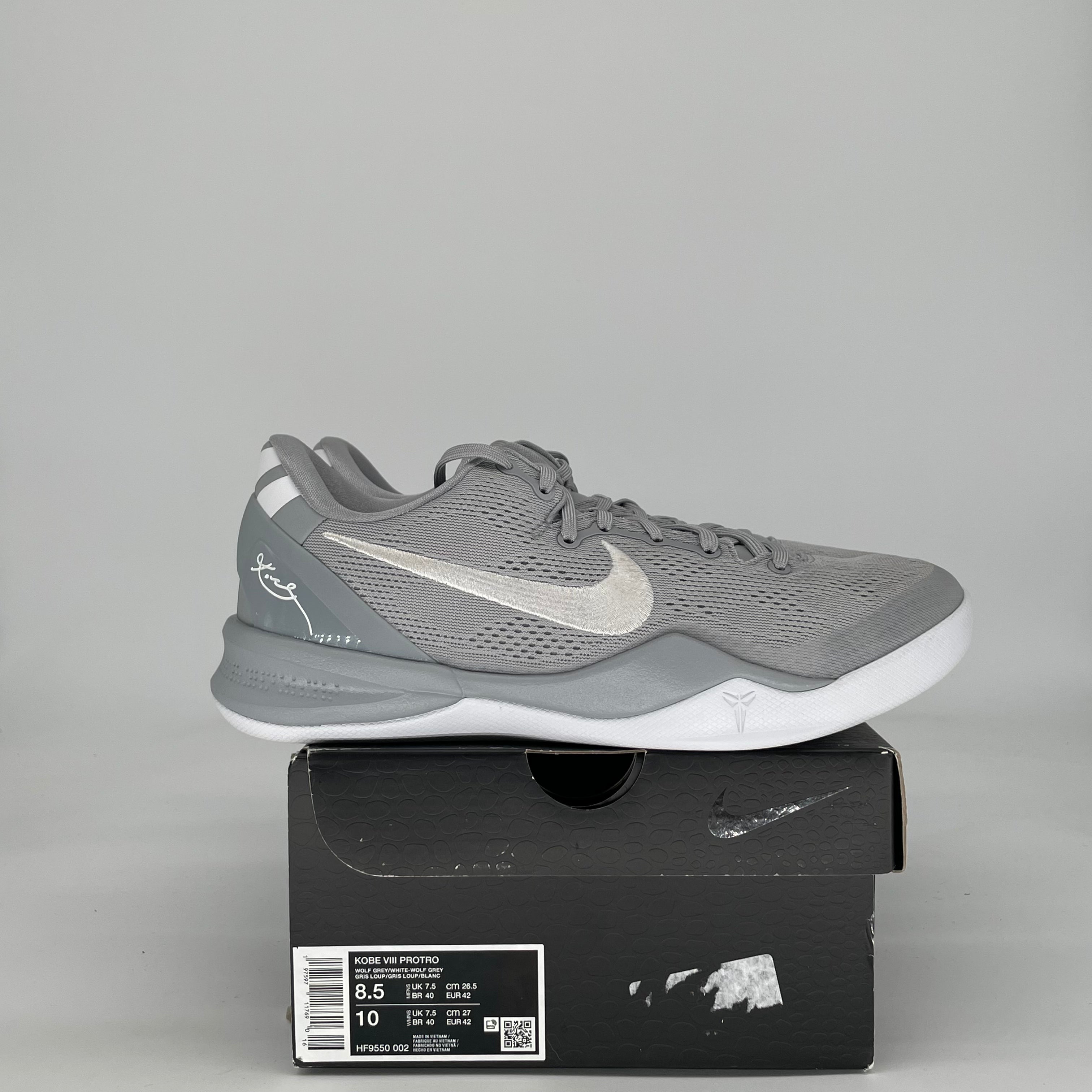 NIKE KOBE 8 PROTRO WOLF GREY HF9550-002 SIZE 8.5/10W
