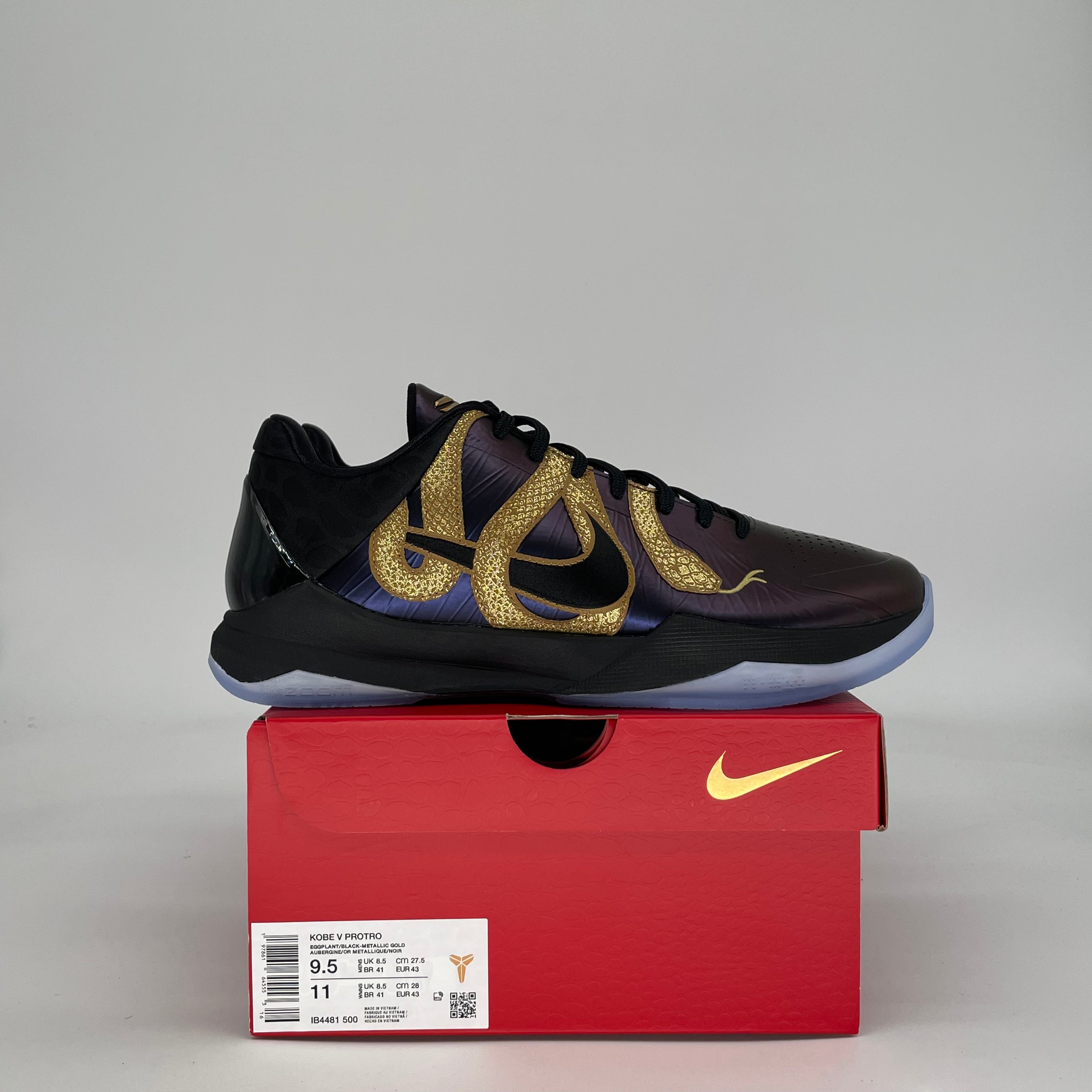 NIKE KOBE 5 PROTRO YEAR OF THE SNAKE EGGPLANT IB4481-500 SIZE 9.5/11W
